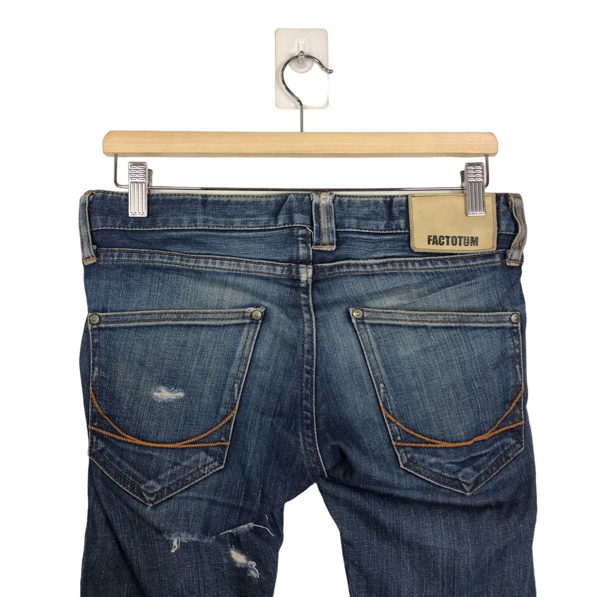 FACTOTUM 🔥Rare Punk Design Bowcut Distressed Denim Factotum Japan Size US 28 / EU 44 - 9 Thumbnail