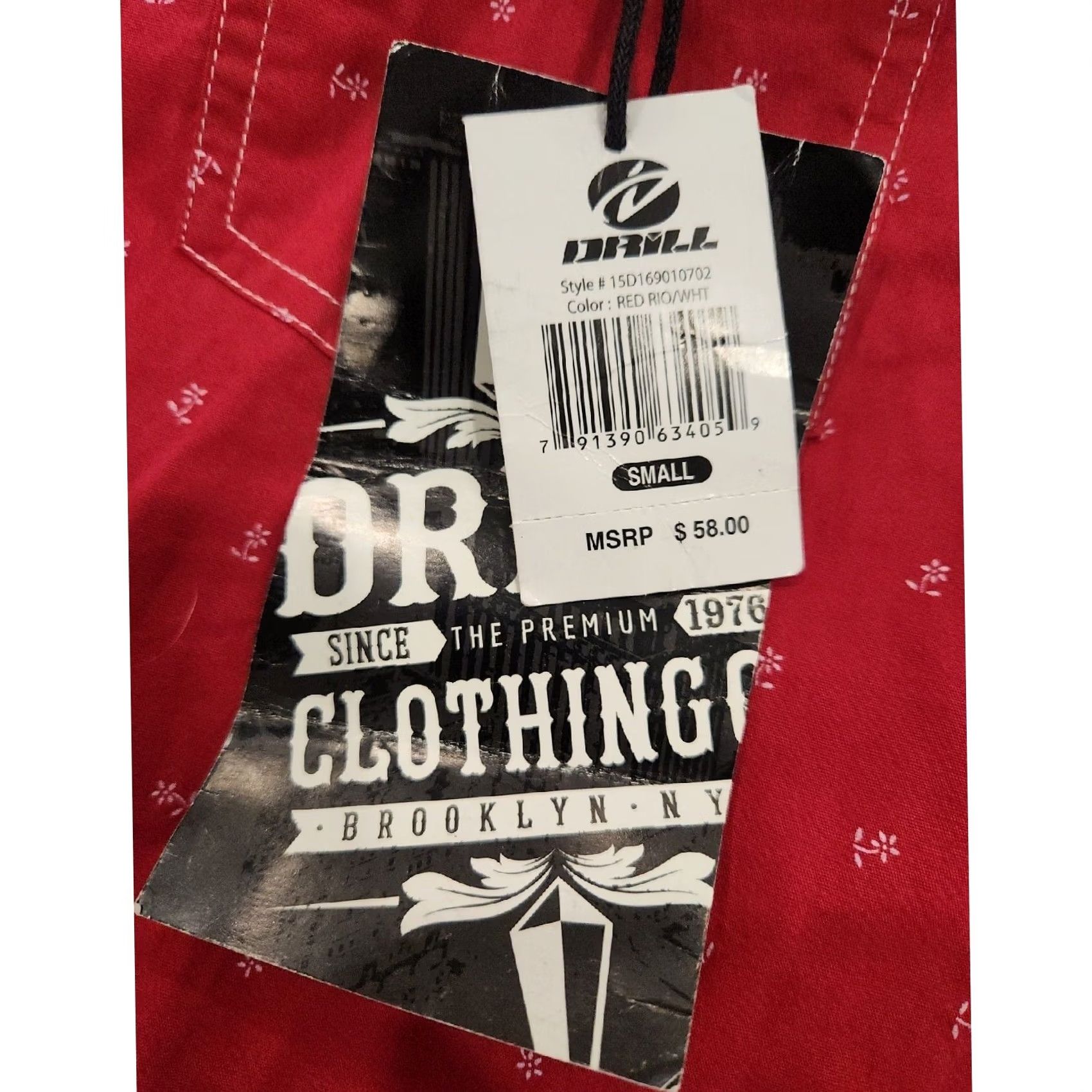CO Drill Clothing Co Brooklyn NY Short Sleeve Button Shirt Red Anchor Print Small Size US S / EU 44-46 / 1 - 5 Thumbnail