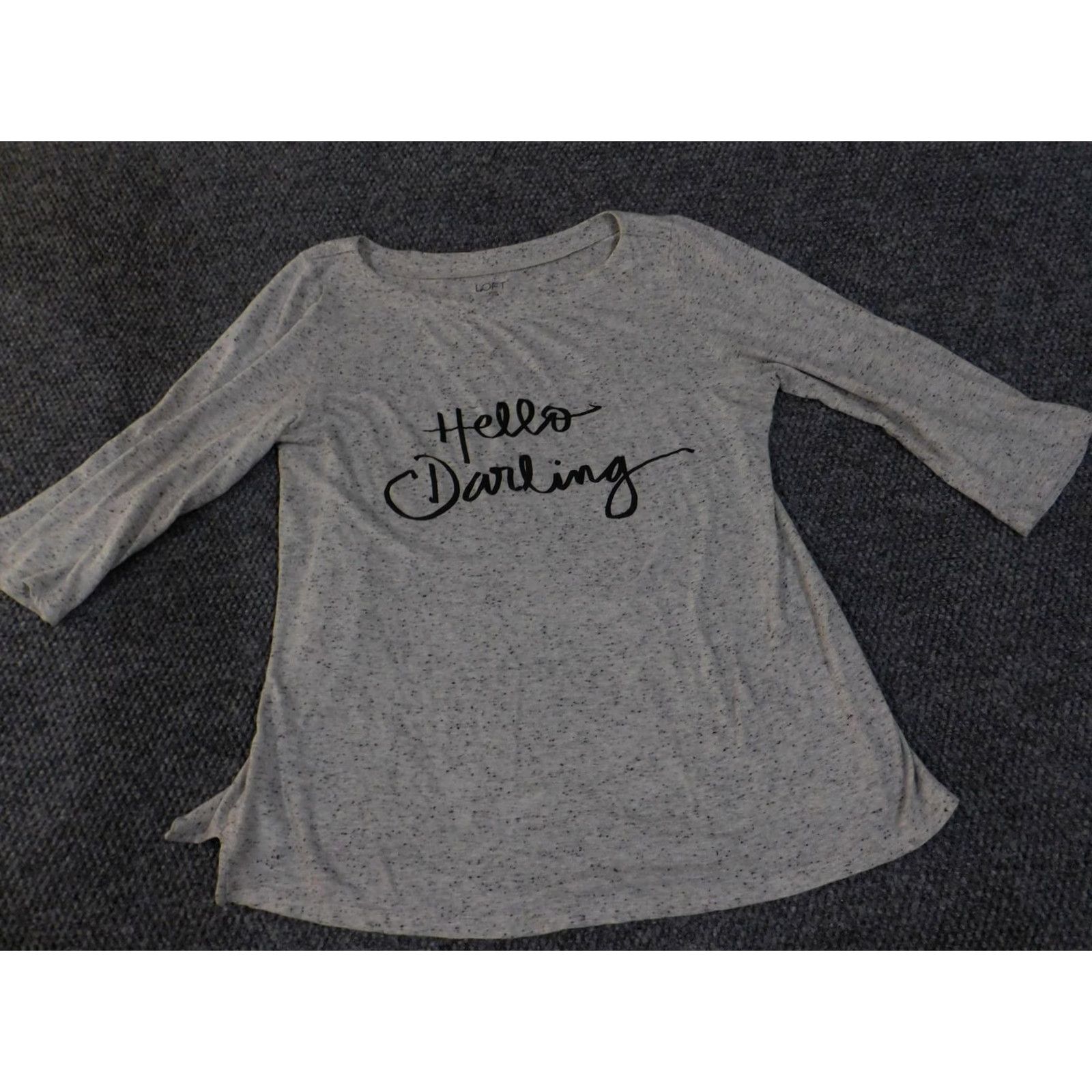 Loft VINTAGE LOFT Outlet Shirt Womens Large Gray Speckled Hello Darling 3/4 Sleeve Tunic Size L / US 10 / IT 46 - 4 Thumbnail