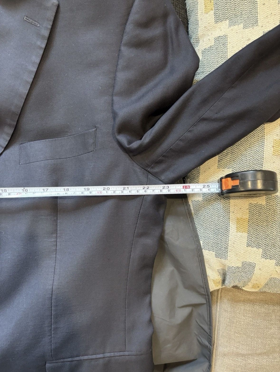 Hugo Boss Hugo Boss Blazer Men's Navy Blue Slim Fit Size 46 Madras Size 46R - 15 Thumbnail