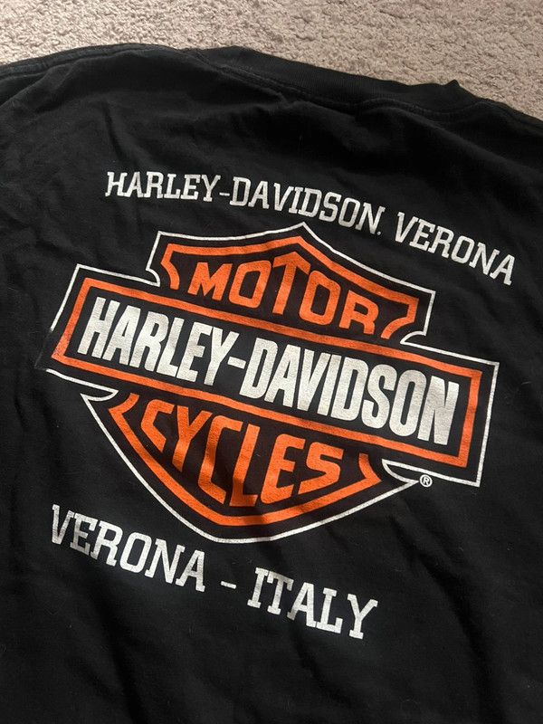 Harley Davidson tshirt Harley Davidson L Verona Italy rare og Size US L / EU 52-54 / 3 - 4 Thumbnail