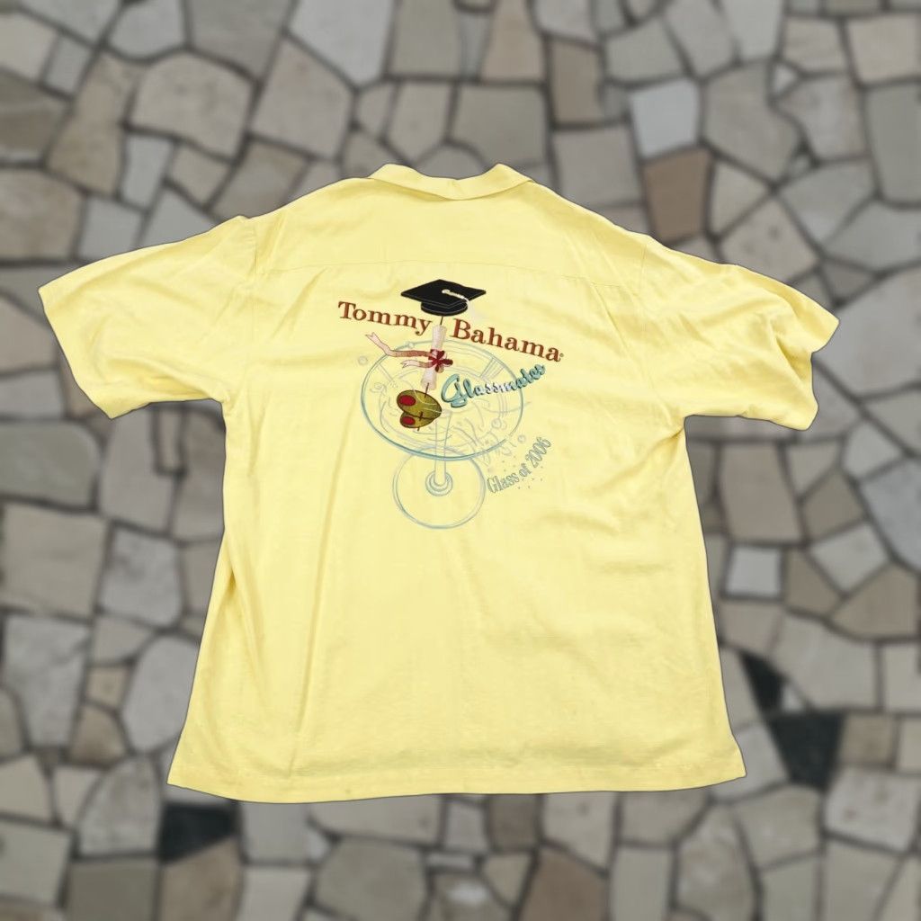 Tommy Bahama Tommy Bahama Shirt Mens Large Yellow Silk Embroidered Beach Hawaiian Tropical Graphic Print 2006 Collared Size US L / EU 52-54 / 3 - 1 Thumbnail
