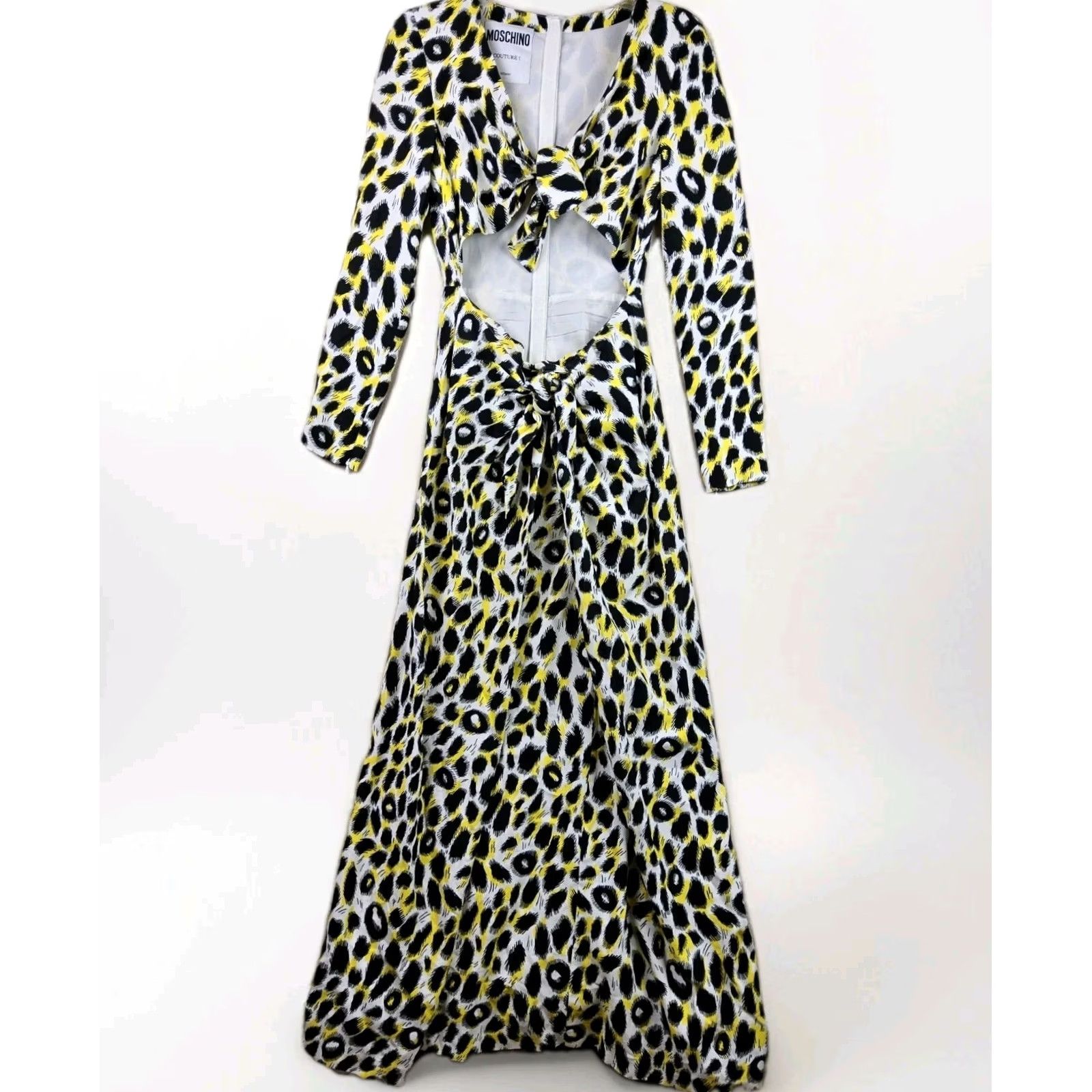 Moschino Moschino Couture Milano Long Sleeve Tie Front Open Midriff Dress Size 6 Multicolor Maxi Women Also Open Midi? Size M / US 6-8 / IT 42-44 - 2 Thumbnail