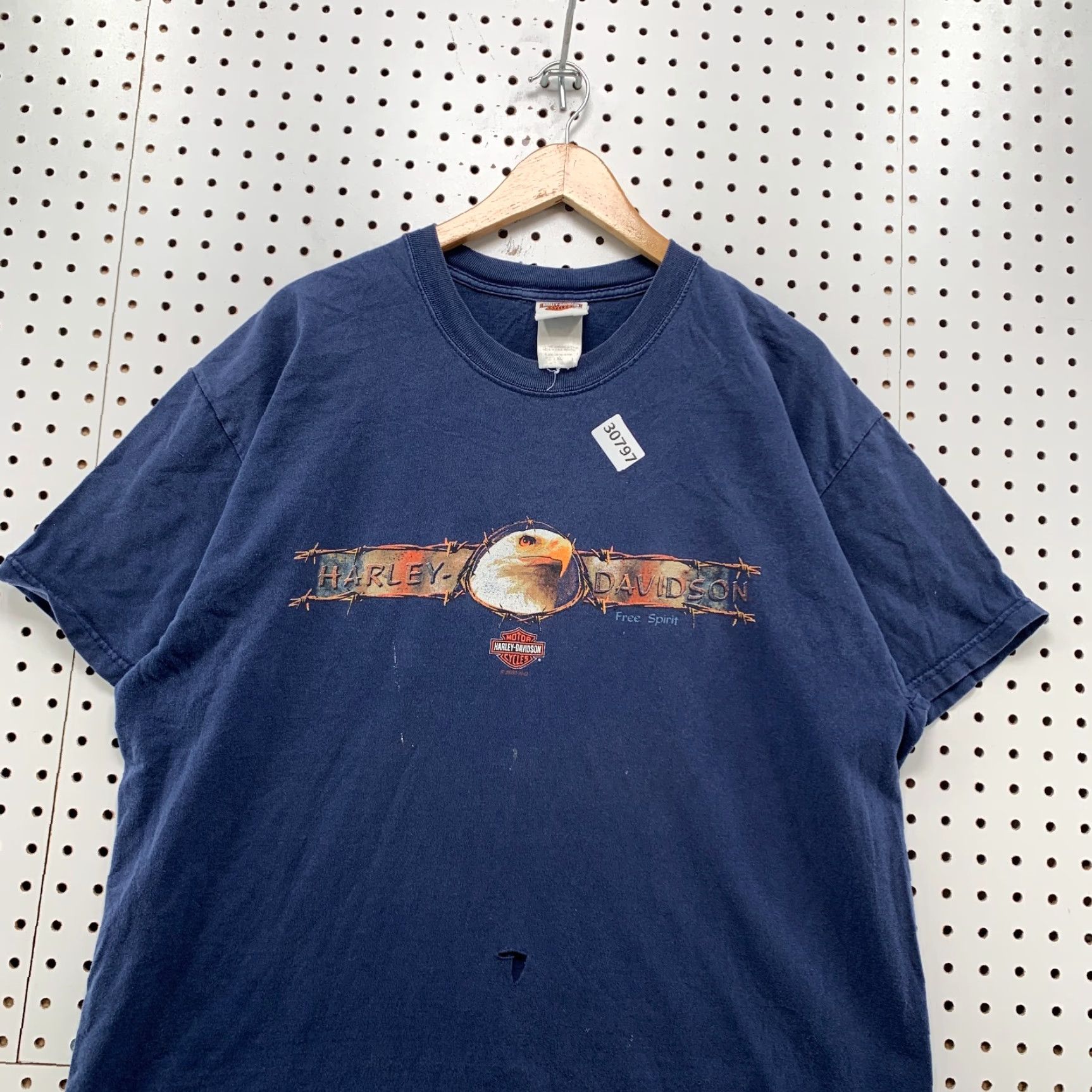 Harley Davidson Harley-Davidson Motorcycle Eagle Shirt Mens XL Blue Distressed Flame 23.5X30 Size US XL / EU 56 / 4 - 5 Thumbnail