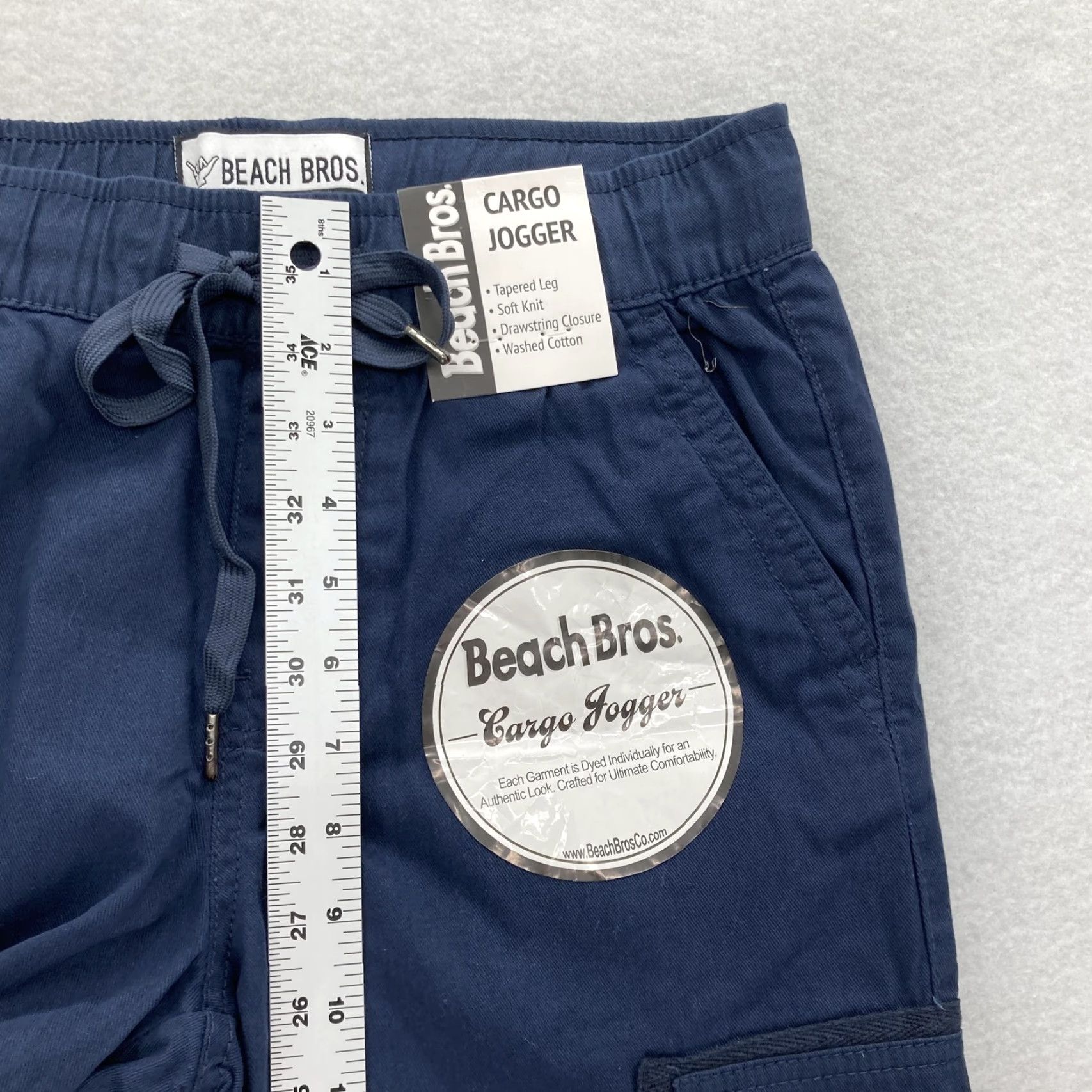 Vintage VINTAGE Beach Bros Cargo Jogger Pants Mens Small Navy Blue Tapered Drawstring Cotton NWT Size US 29 - 7 Thumbnail