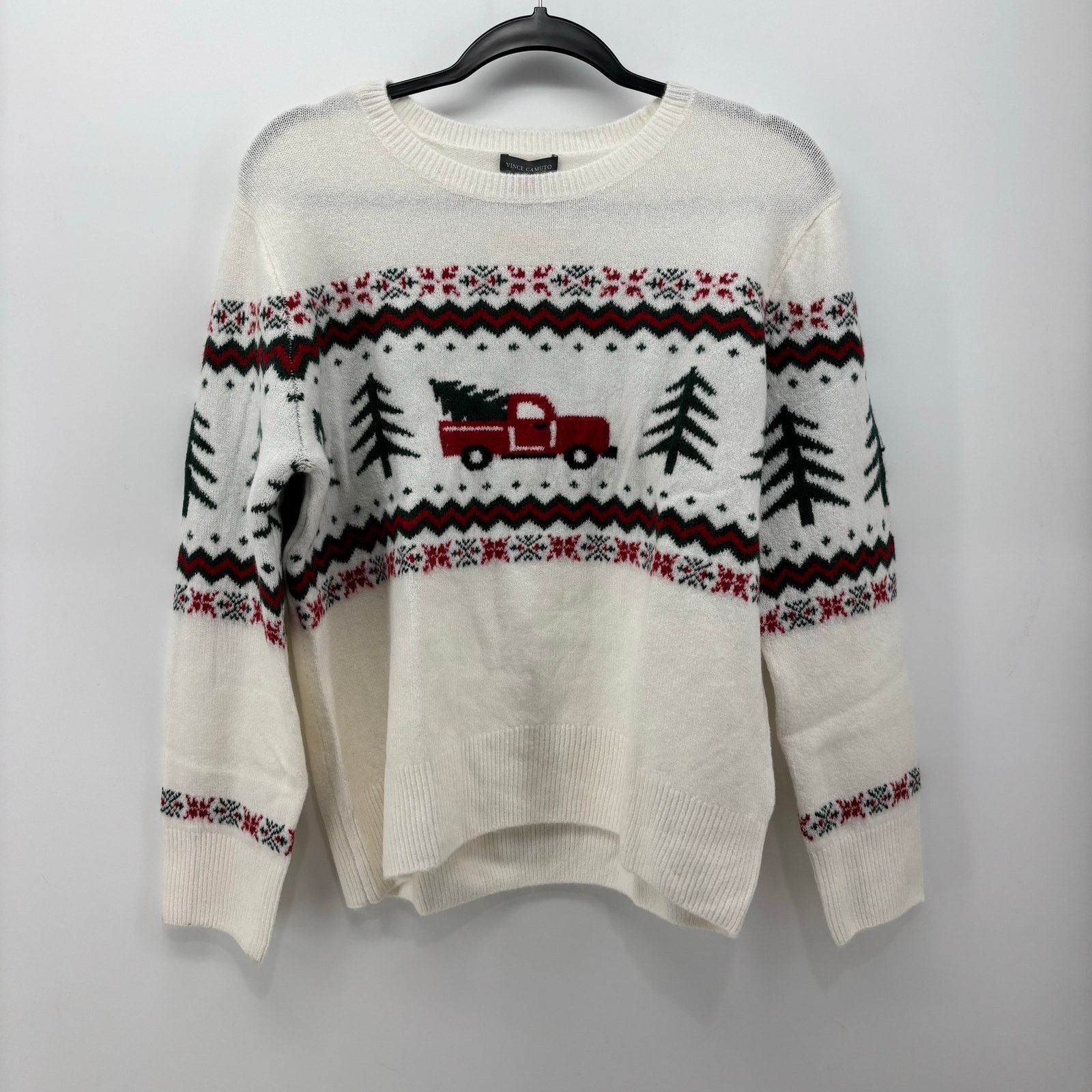 Vince Camuto Vince Camuto Womens Medium Christmas Sweater Cream Farm Size M / US 6-8 / IT 42-44 - 18 Thumbnail