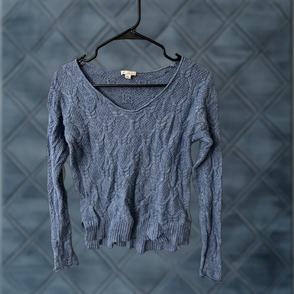 Gap Gap Sweater Women XS Blue Cable-Knit V-Neck Pullover Casual Womens Size XS / US 0-2 / IT 36-38 - 1 Thumbnail