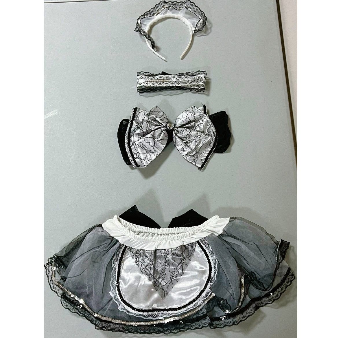 Vintage Black Bow Maid Cosplay Costume Lingerie Outfit Set Size S 🖤 Size ONE SIZE - 1 Thumbnail