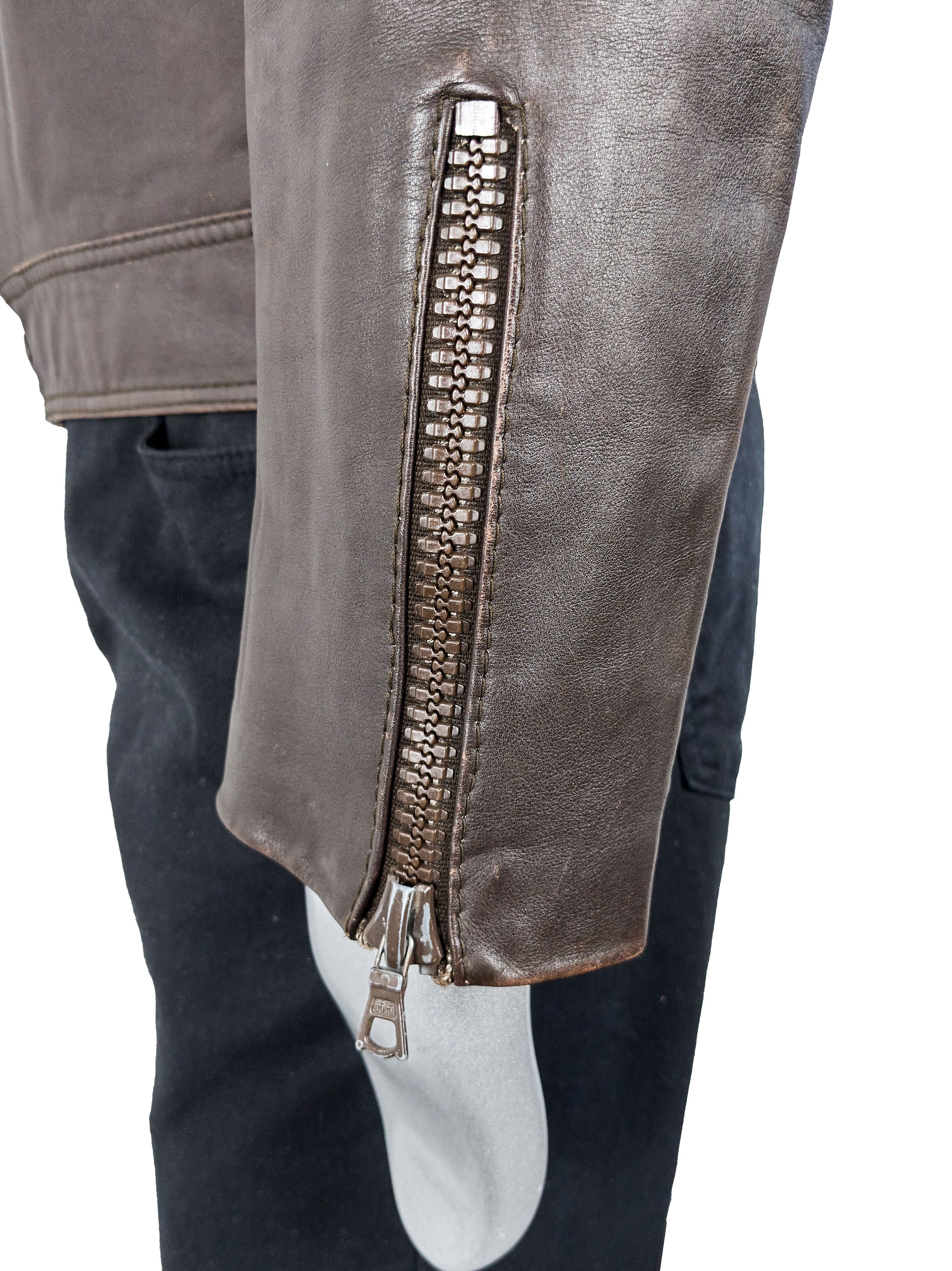 Other Vintage 90s Italian brown leather biker jacket Size US S / EU 44-46 / 1 - 19 Thumbnail
