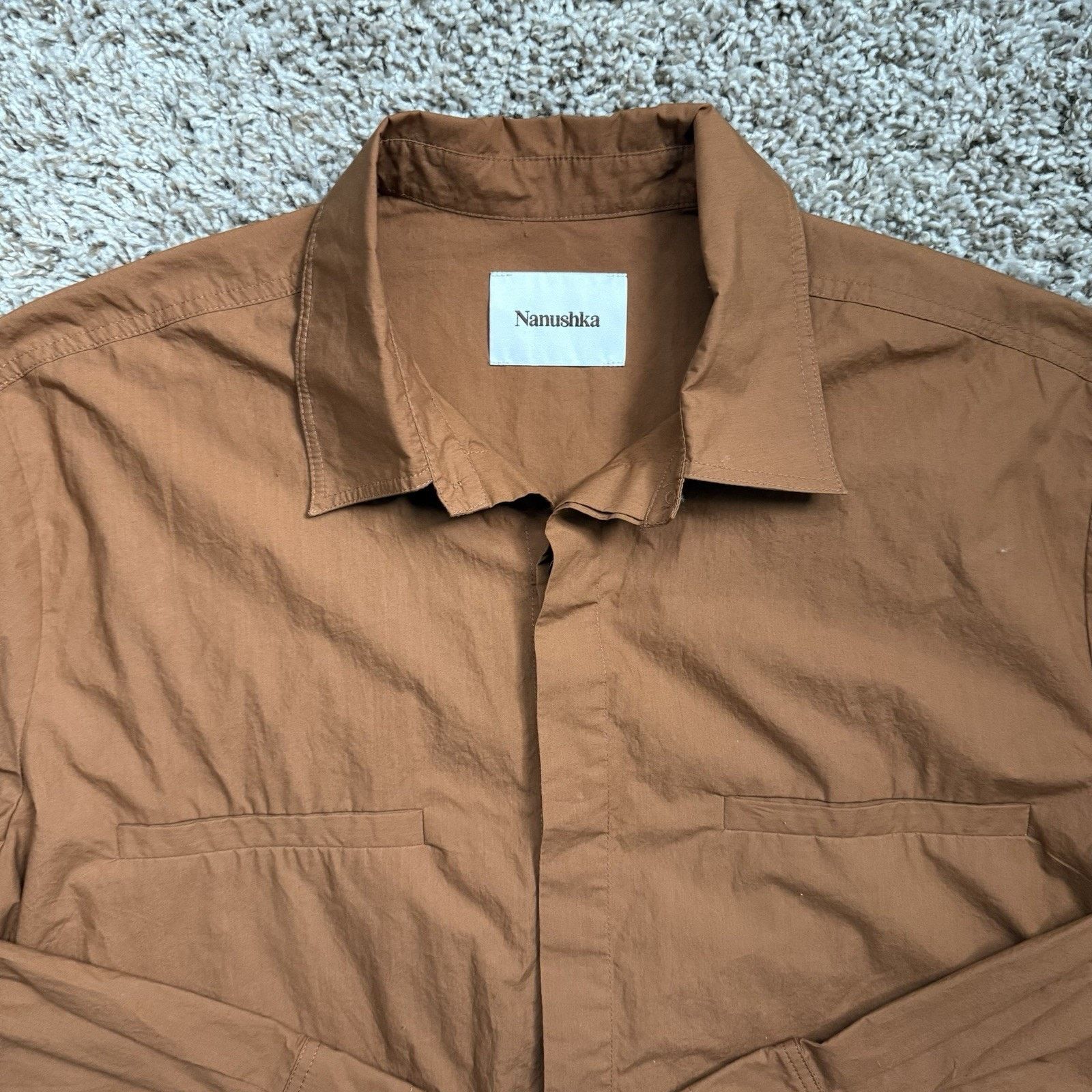 Nanushka $520 Nanushka Tan Orange Damos Shirt Oversized Button Up Size US M / EU 48-50 / 2 - 6 Thumbnail
