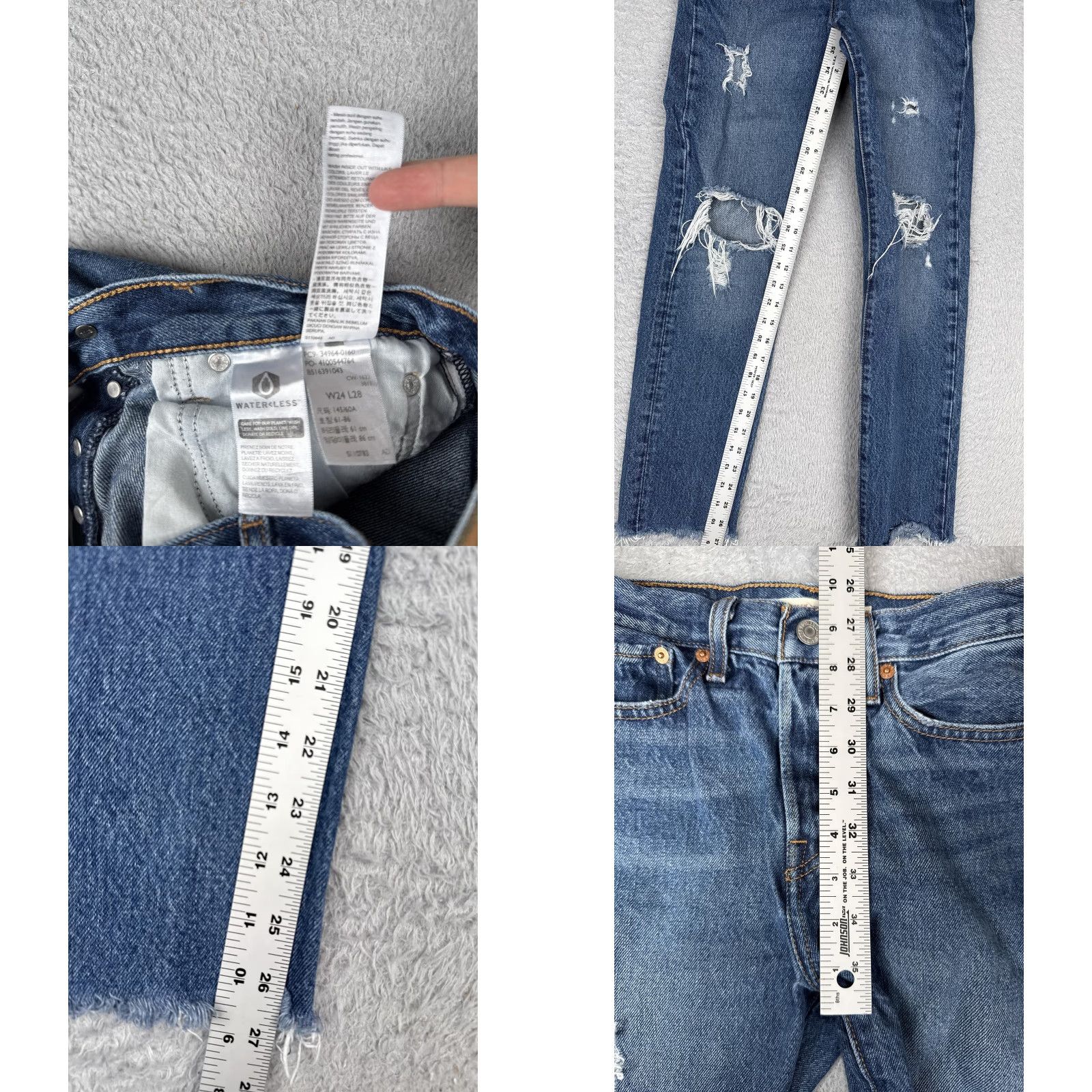 Levi's Levi's Jeans Women 24x28 Wedgie Straight High Rise Distressed Button Denim Blue 5-Pocket Regular Size 24 Womens Jeans Size 42" / US 20 - 8 Thumbnail