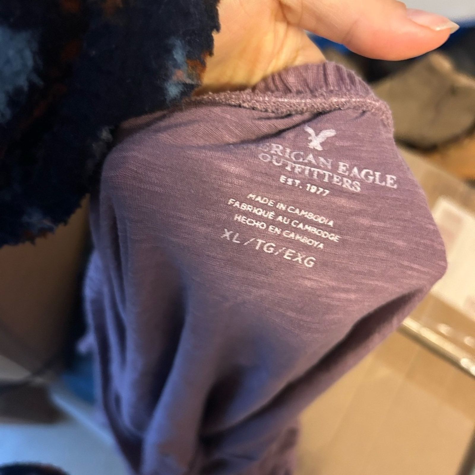 American Eagle Outfitters American Eagle Purple Ruffle Long Sleeve Off-Shoulder Top Size XL / US 12-14 / IT 48-50 - 3 Thumbnail