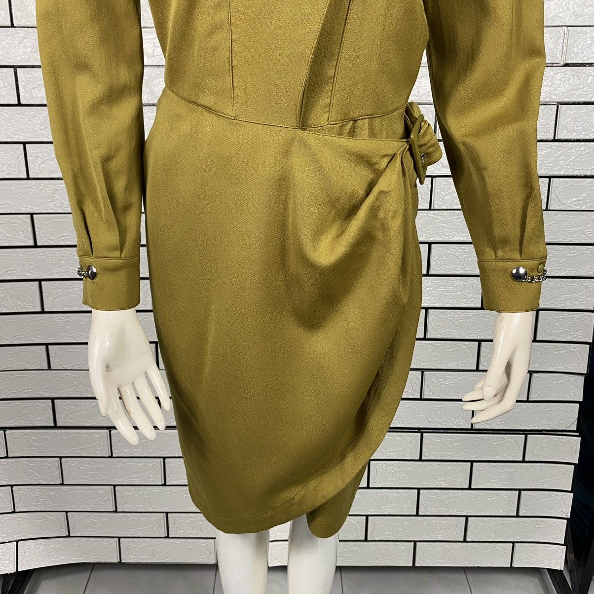Thierry Mugler 🔥VINTAGE THIERRY MUGLER PARIS WRAP DRESS STRUCTURED CHAIN Size M / US 6-8 / IT 42-44 - 4 Thumbnail