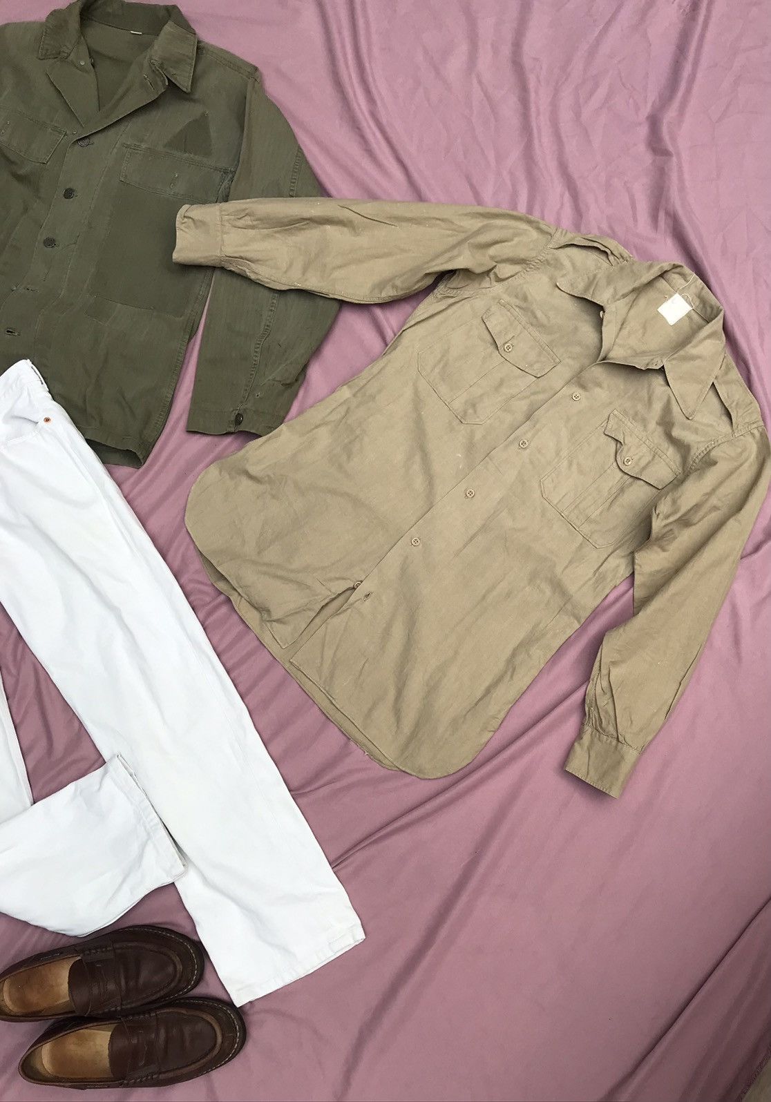 Other FRENCH ARMY 50s ARMY OFFICER BUTTON UP, HEMP COTTON BLEND Size US M / EU 48-50 / 2 - 10 Thumbnail