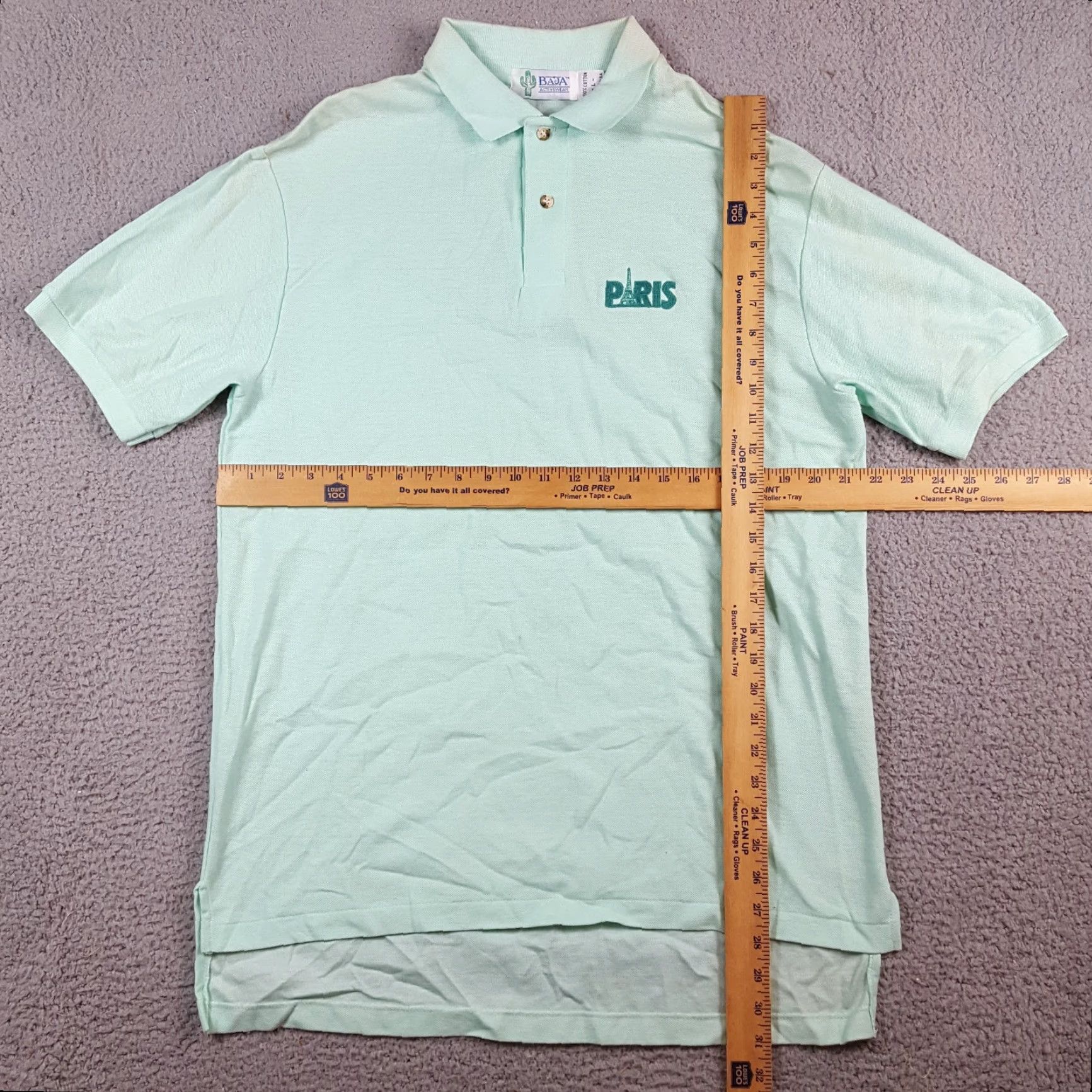 Vintage VINTAGE Seafoam Green Preppy Paris France Men's L Button Collar Polo Shirt Size US L / EU 52-54 / 3 - 7 Thumbnail