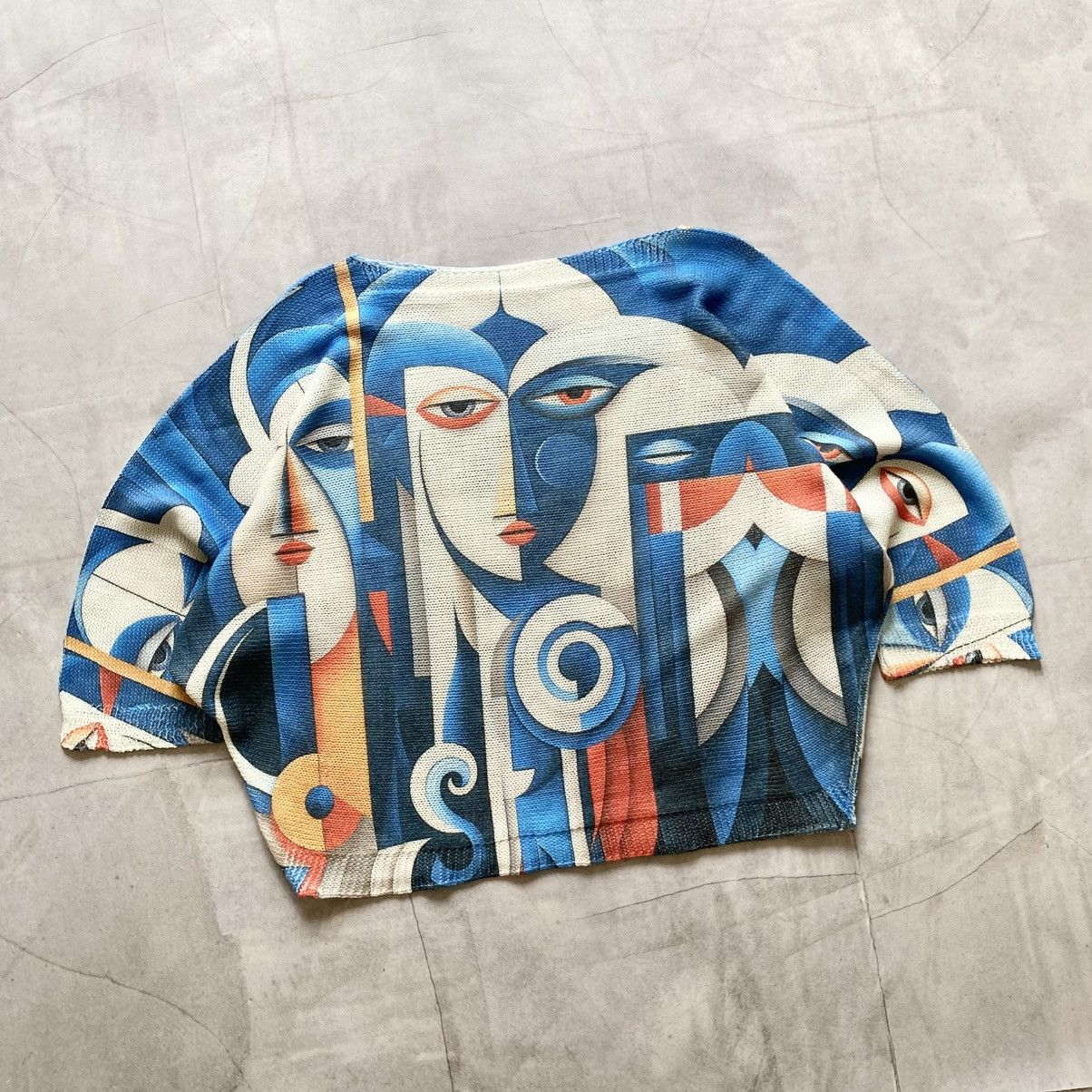 If Six Was Nine × Issey Miyake × Pleats Please Issey Miyake VTG Issey Miyake Pleats Please Style Abstract Face Sweater Size L / US 10 / IT 46 - 4 Thumbnail