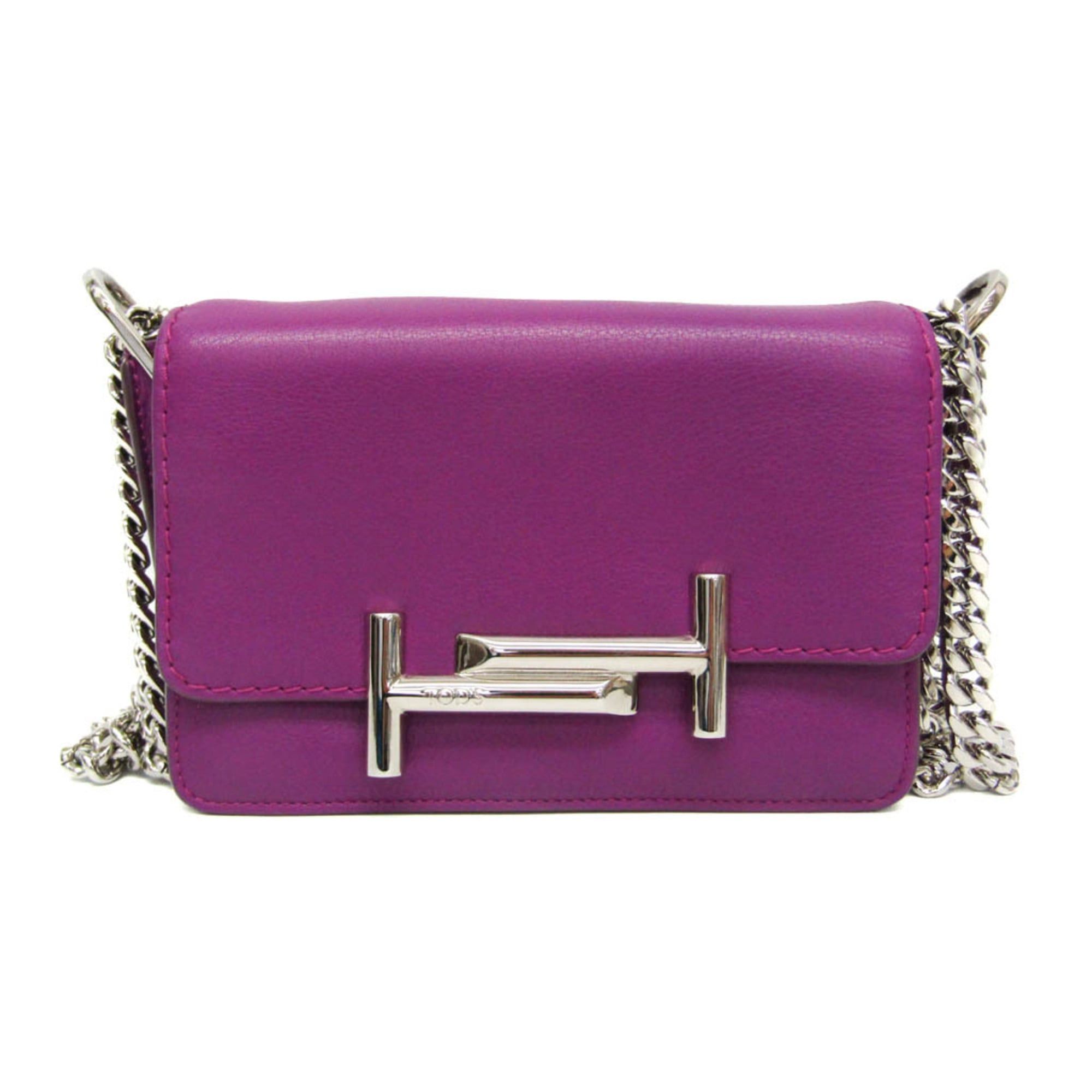 Tod's Tod's Double T Chain Shoulder Bag Women's Leather Shoulder Bag Purple Size ONE SIZE - 1 Thumbnail