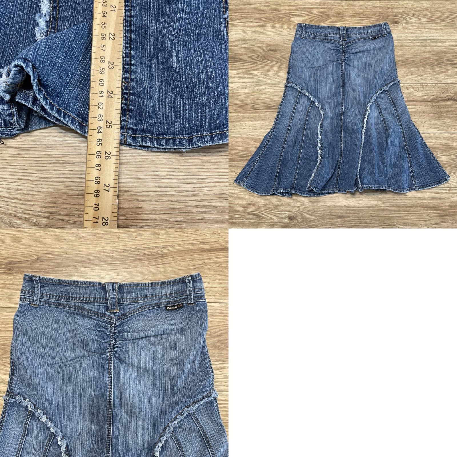 Vintage VINTAGE Rewind Denim Flare Skirt Juniors Size 7 Blue Midi with Pockets Womens Size 28" / US 6 / IT 42 - 8 Thumbnail