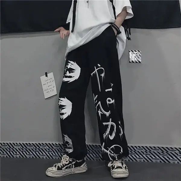 Japanese Brand × Vintage Black Harajuku printed anime sweatpants Size US 32 / EU 48 - 4 Thumbnail