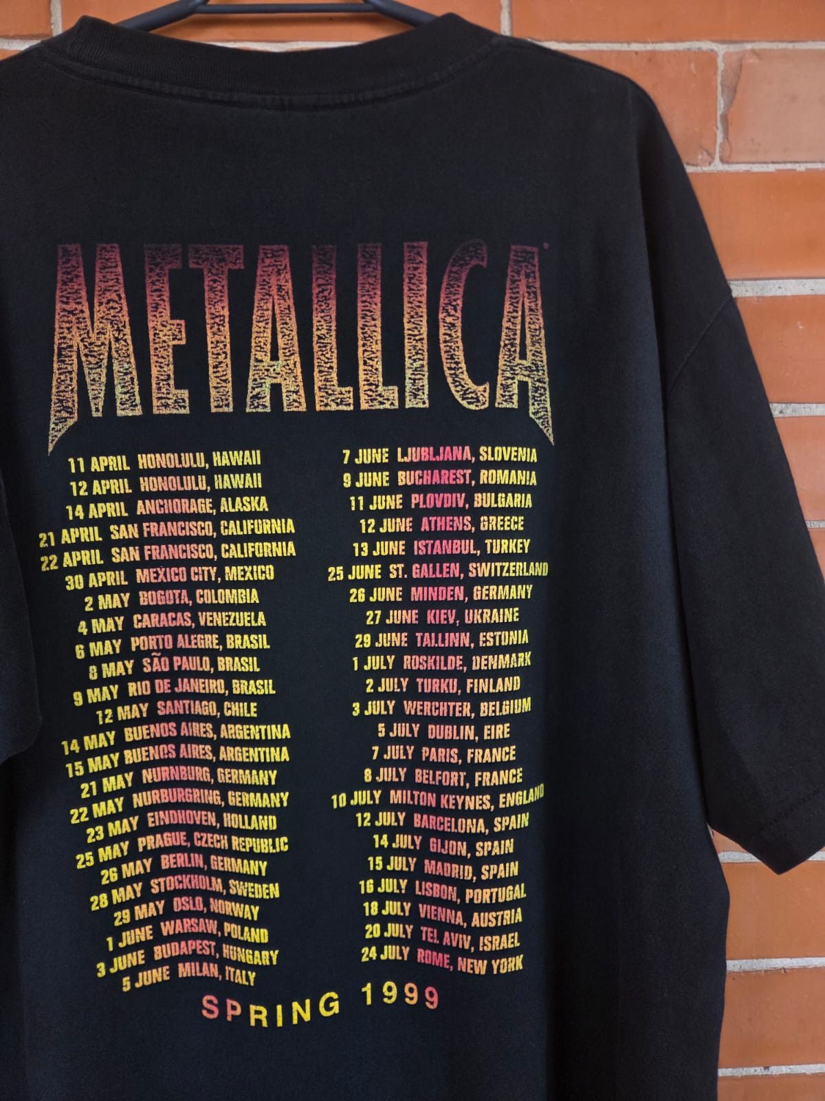 Metallica Spring 1999 Metallica World Tour tee Size US XL / EU 56 / 4 - 6 Thumbnail