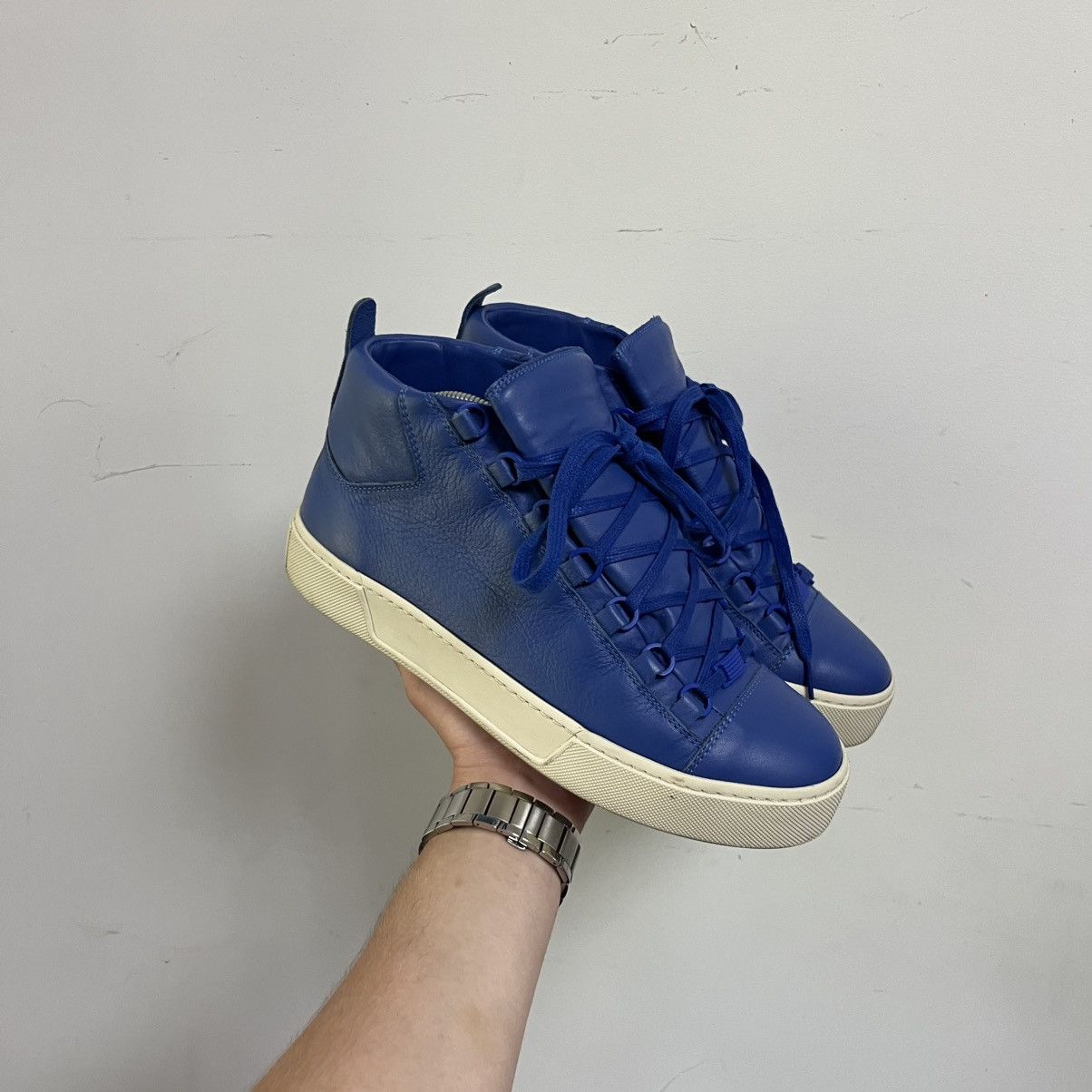 Balenciaga Balenciaga Arena Blue Leather High Tops Size US 9 / EU 42 - 2 Thumbnail