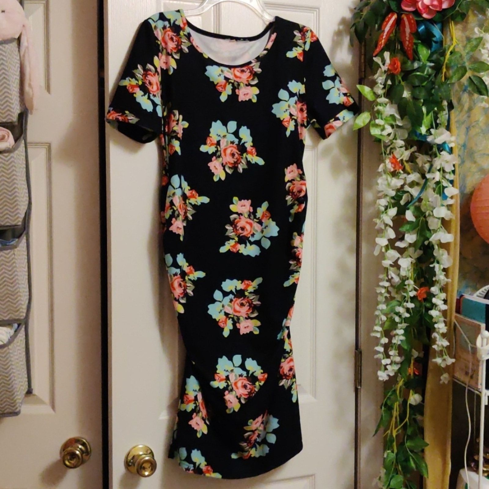 & Other Stories Peauty Maternity Floral Bodycon Dress Size L / US 10 / IT 46 - 2 Thumbnail