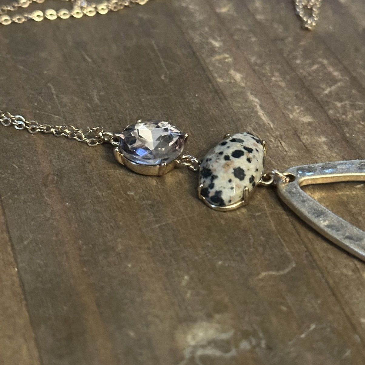 Loft Vintage Loft gold teardrop Jasper & quartz pendant necklace Size ONE SIZE - 5 Thumbnail