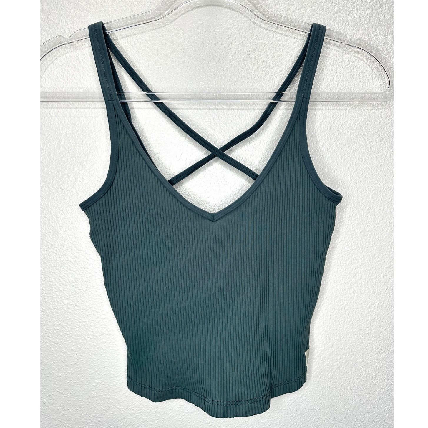 Vuori Vuori Steel Green Front V Strappy Back Rib Knit Sport Bra XS Size XS / US 0-2 / IT 36-38 - 1 Thumbnail