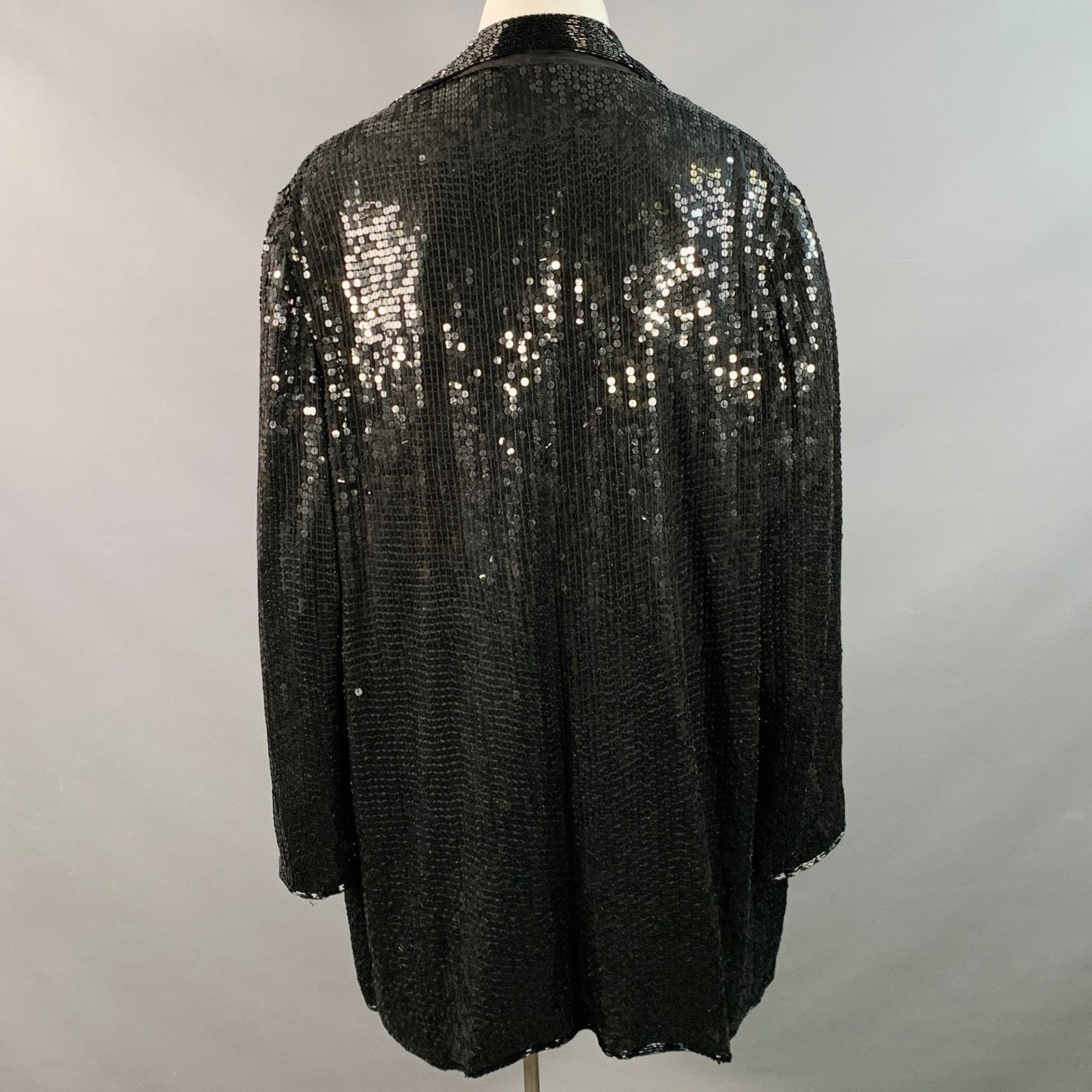 Other XL Black Silk Beaded Sequined Open Front Jacket Blazer Size XL / US 12-14 / IT 48-50 - 5 Thumbnail