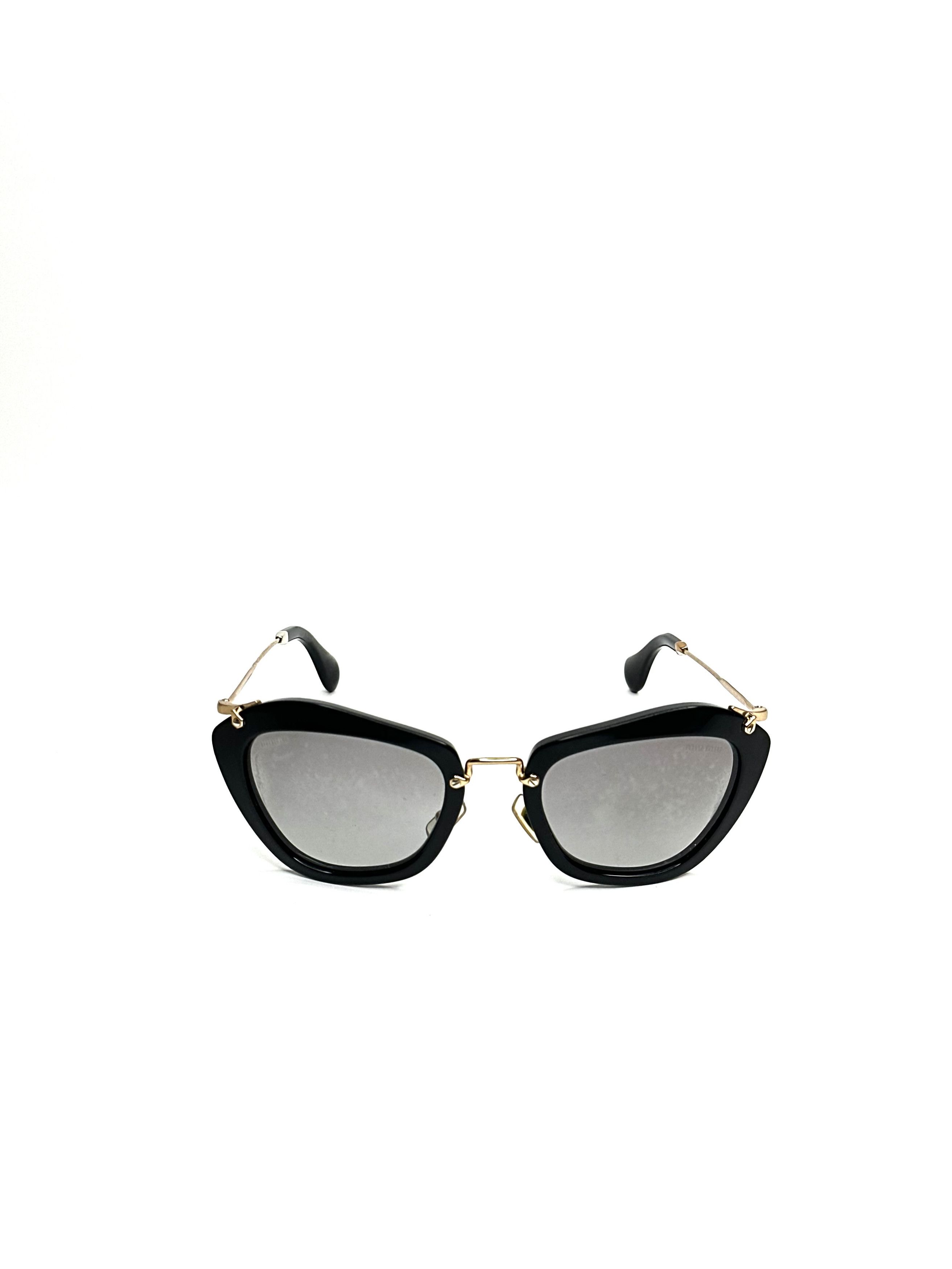 Miu Miu Miu Miu cateye black gold slim designer sunglasses Size ONE SIZE - 4 Thumbnail