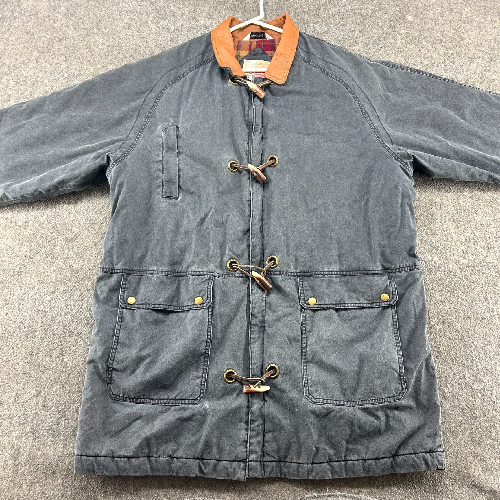 Vintage VINTAGE American Male Coat Mens L Gray Chore Barn Flannel Lined Toggle Long 90s Pea Coat, Zip, Button, Lined, Cotton Blend, 90s Theme Mens Size US L / EU 52-54 / 3 - 4 Thumbnail