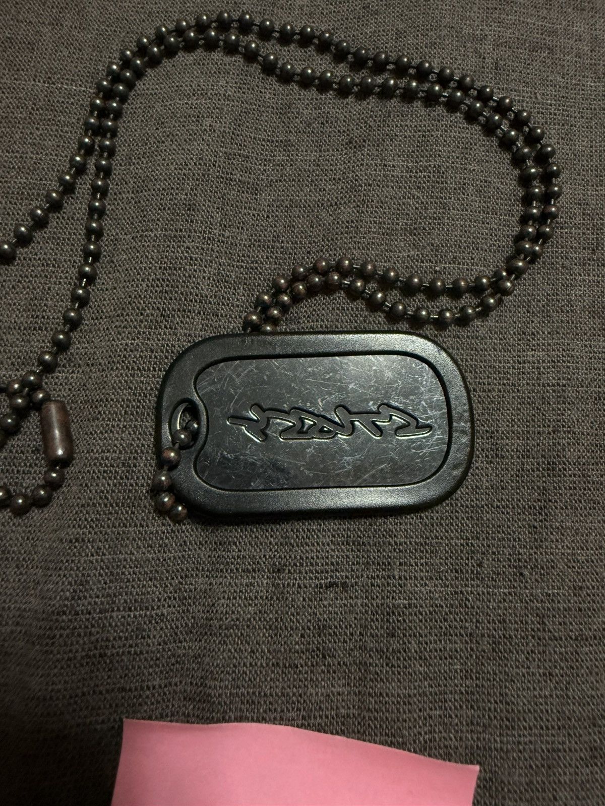 STUSSY Dog-Tag Necklace〝Old stussy〟used TWO RARE VINTAGE STUSSY DOG TAG NECKLACES, VINTAGE, BLACK