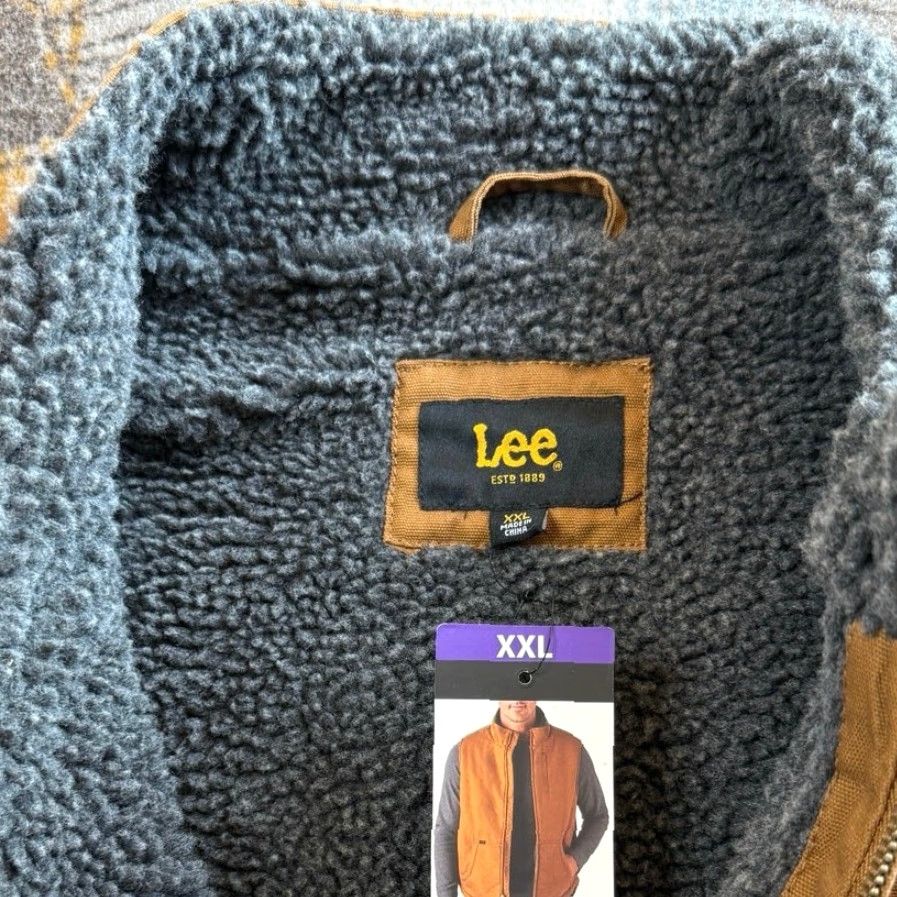 Lee VINTAGE? NWT Lee Vest Chore Cotton Zip 2XL Men Brown Solid Work Outdoors Autumn Winter Spring Fall Lined Sherpa Canvas Vest Size US XXL / EU 58 / 5 - 3 Thumbnail