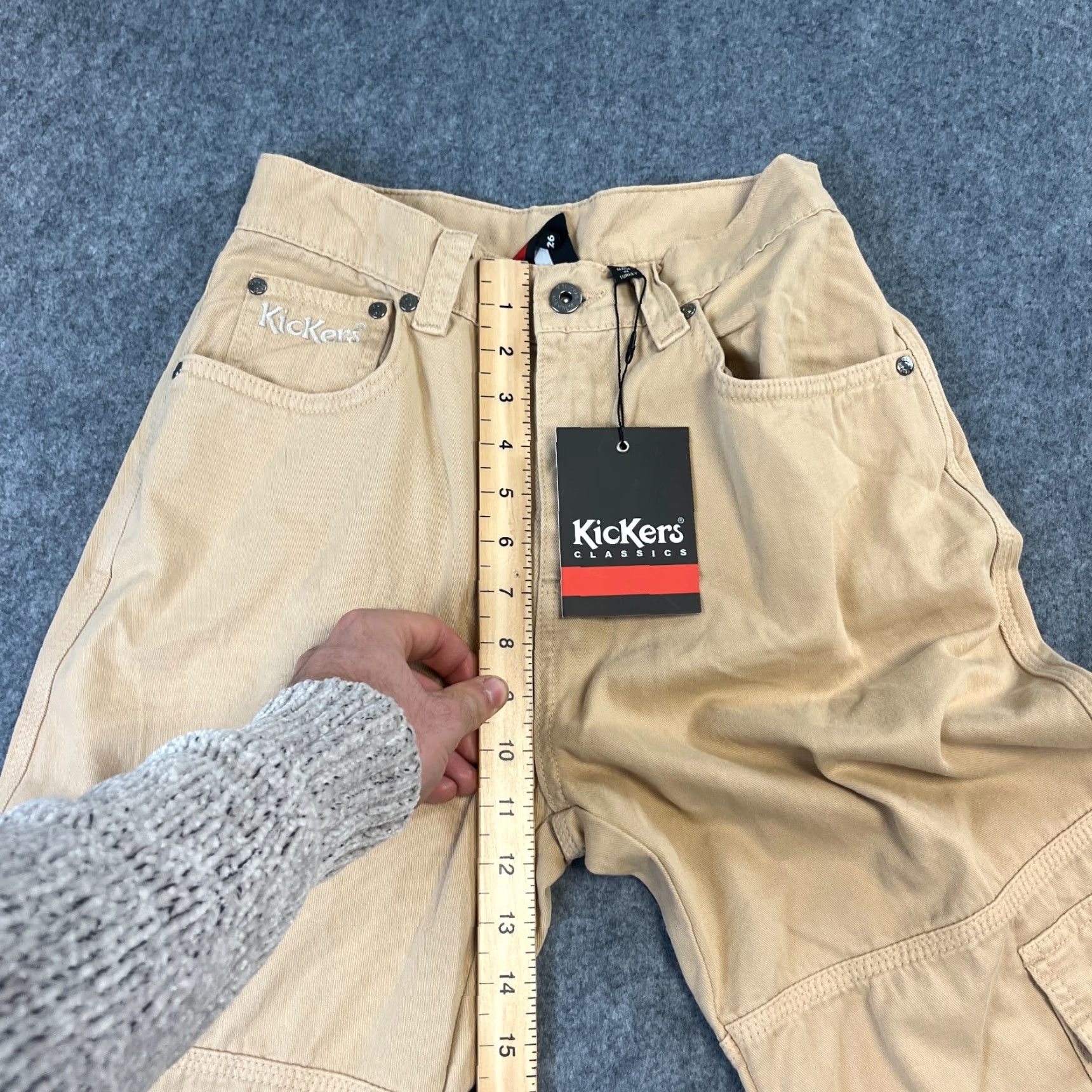 Kickers VINTAGE Kickers Womens Cargo Jeans Straight 27 30 UK 8 Beige Denim 5-Pocket Design Jeans Womens Size 30" / US 8 / IT 44 - 7 Thumbnail