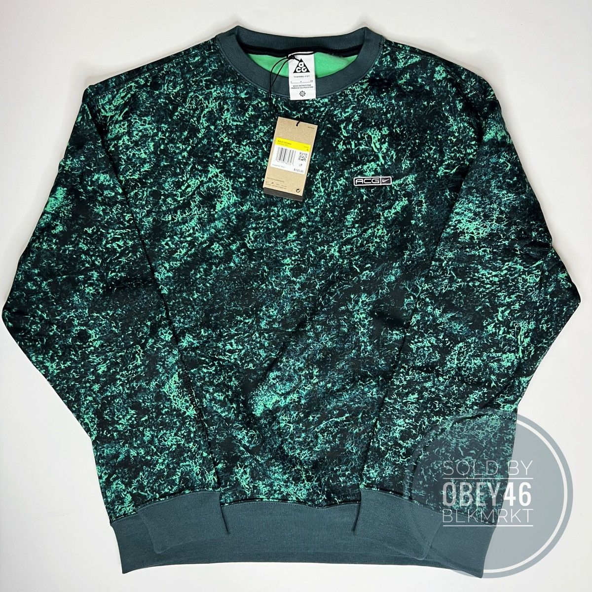 Nike Nike ACG Therma FIT Tuff Fleece Crew Mens Spring Green S Size US S / EU 44-46 / 1 - 1 Thumbnail