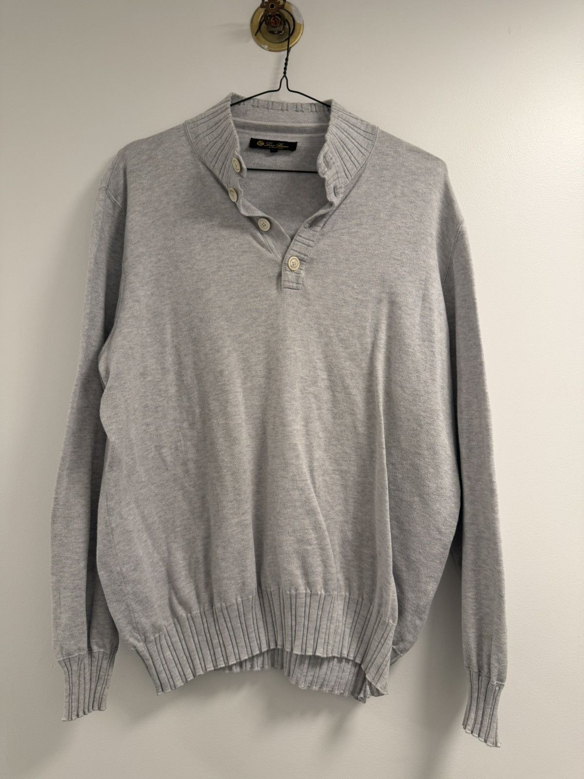 Loro Piana Loro Piana Gray Cotton Pullover Sweater Size 54 Size US L / EU 52-54 / 3 - 1 Thumbnail