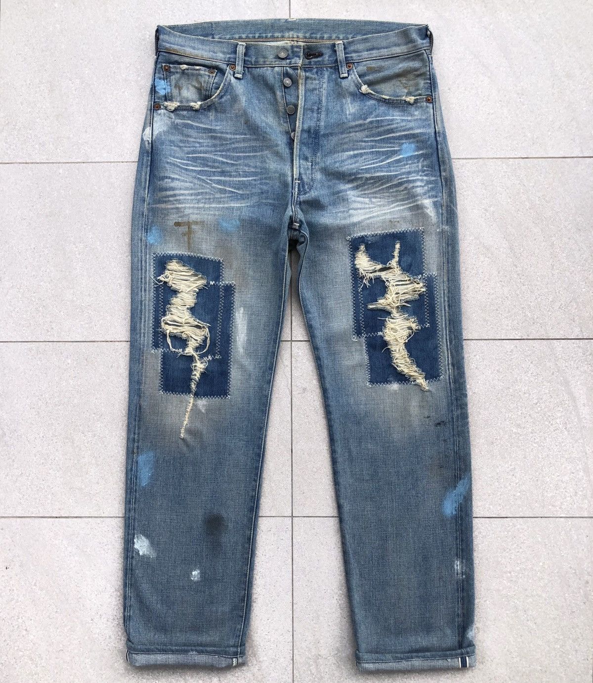 Levi's Vintage Clothing Vintage Levis 501 BigE Selvedge Redline Patchwork Denim Pant Size US 36 / EU 52 - 5 Thumbnail