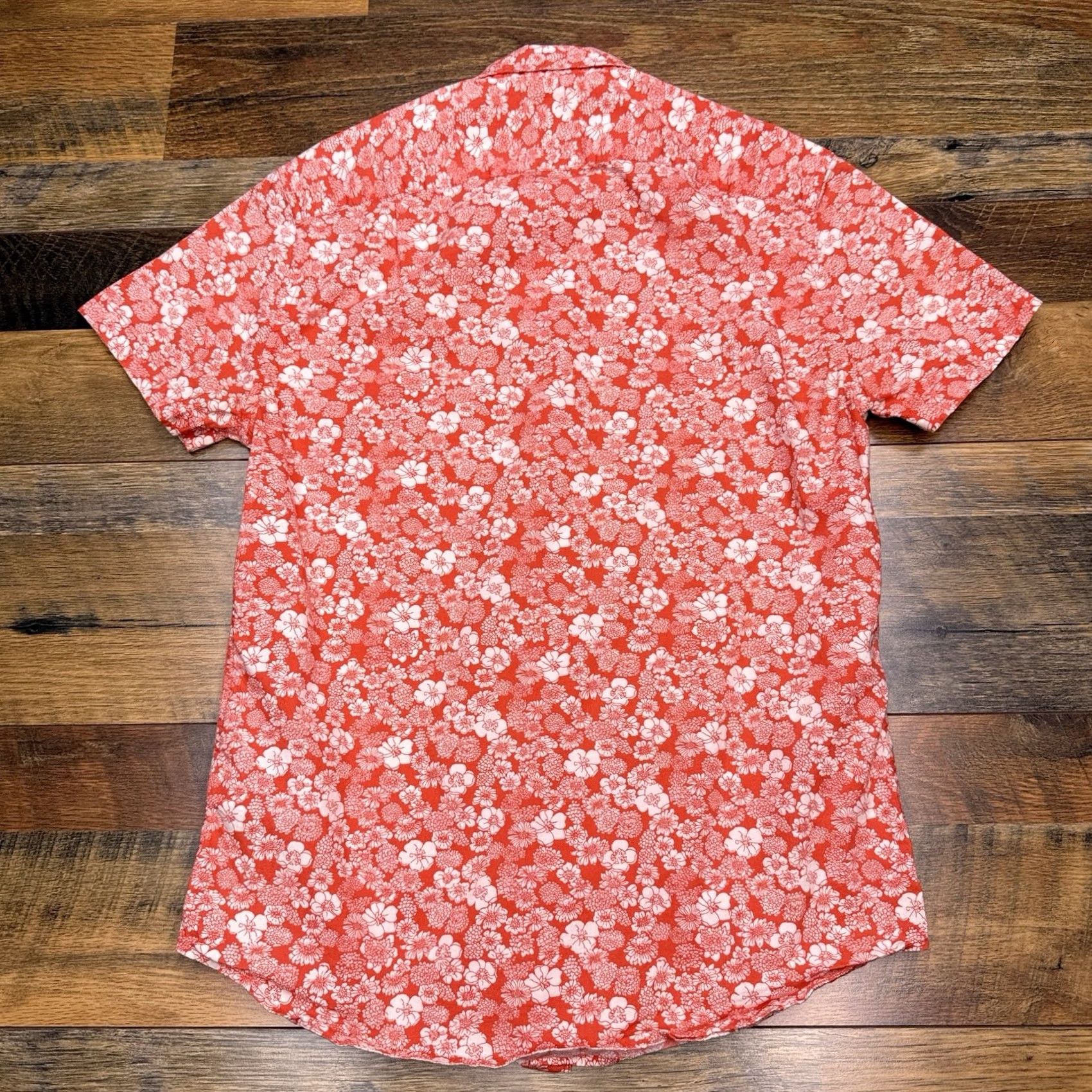J.Crew J.CREW Shirt Slim Mens S Red Flowers Button-Up Short Sleeve Collared Knit Stretch Vintage: No Size US S / EU 44-46 / 1 - 3 Thumbnail