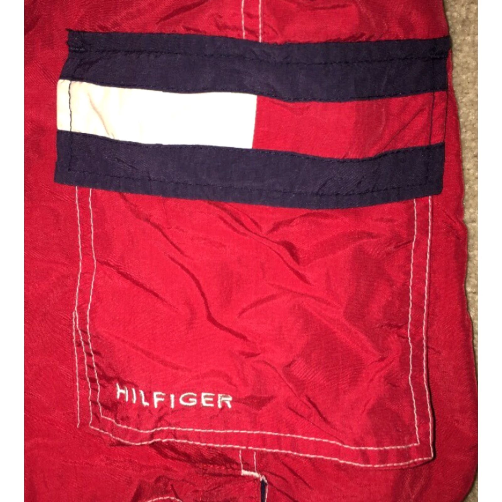 Tommy Hilfiger VINTAGE Tommy Hilfiger Men Board Shorts L Red Swim Bottoms Mens Mid-Length Size L Size US 33 - 4 Thumbnail