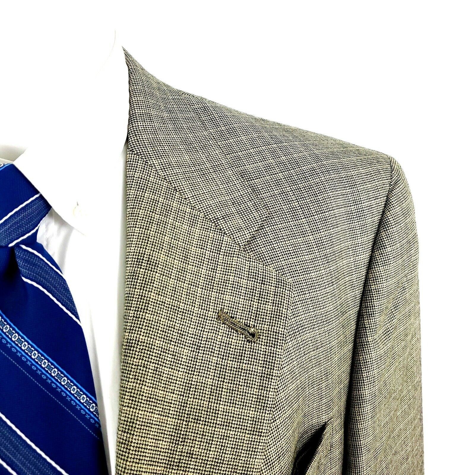 Hart Schaffner Marx Hart Schaffer Marx Wool 2 Button Sport Coat 42R Black Tan St Size 42R - 2 Thumbnail