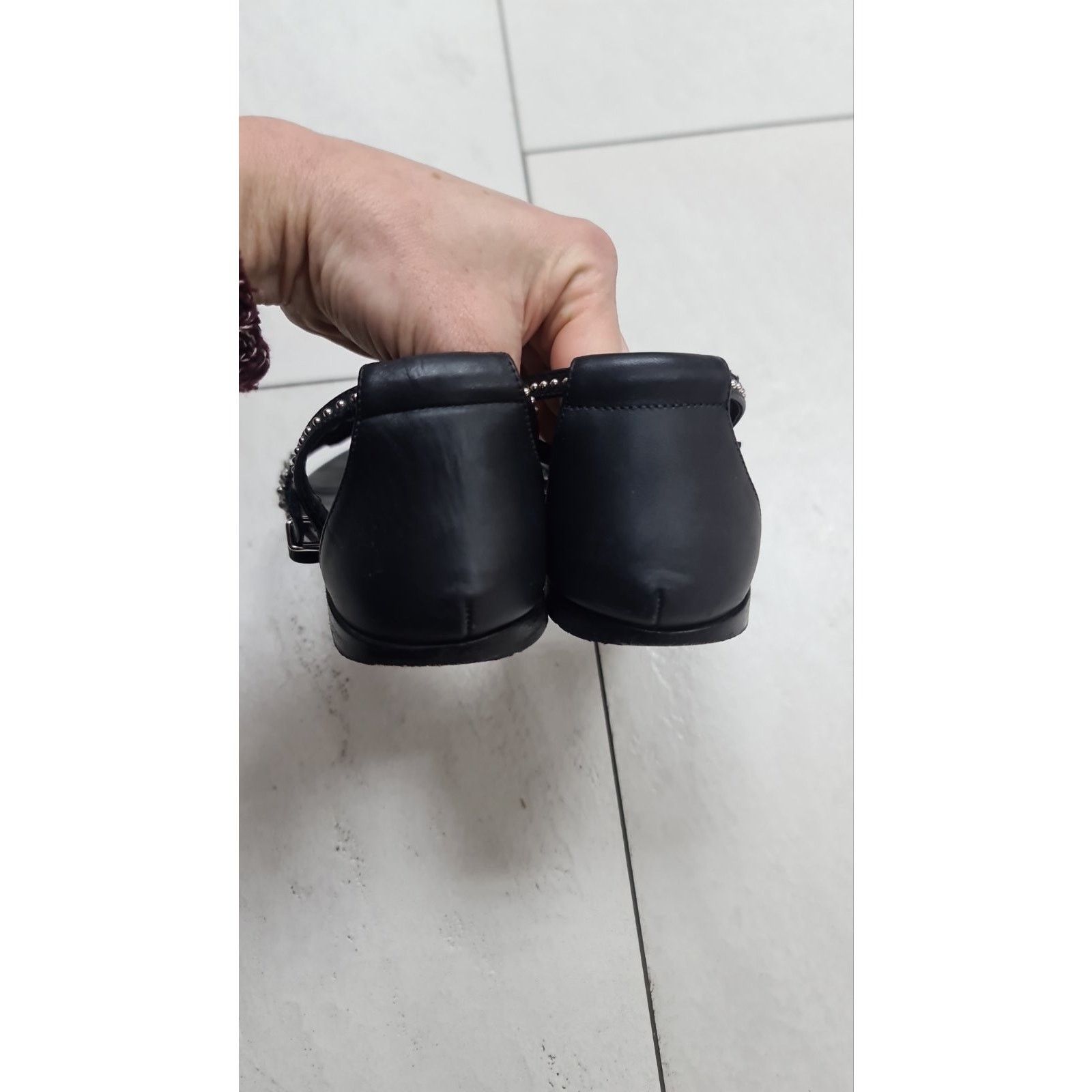 Hermes Hermes Black Leather Santorini Ankle Wrap Sandals Size 37 Size US 7 / IT 37 - 7 Thumbnail