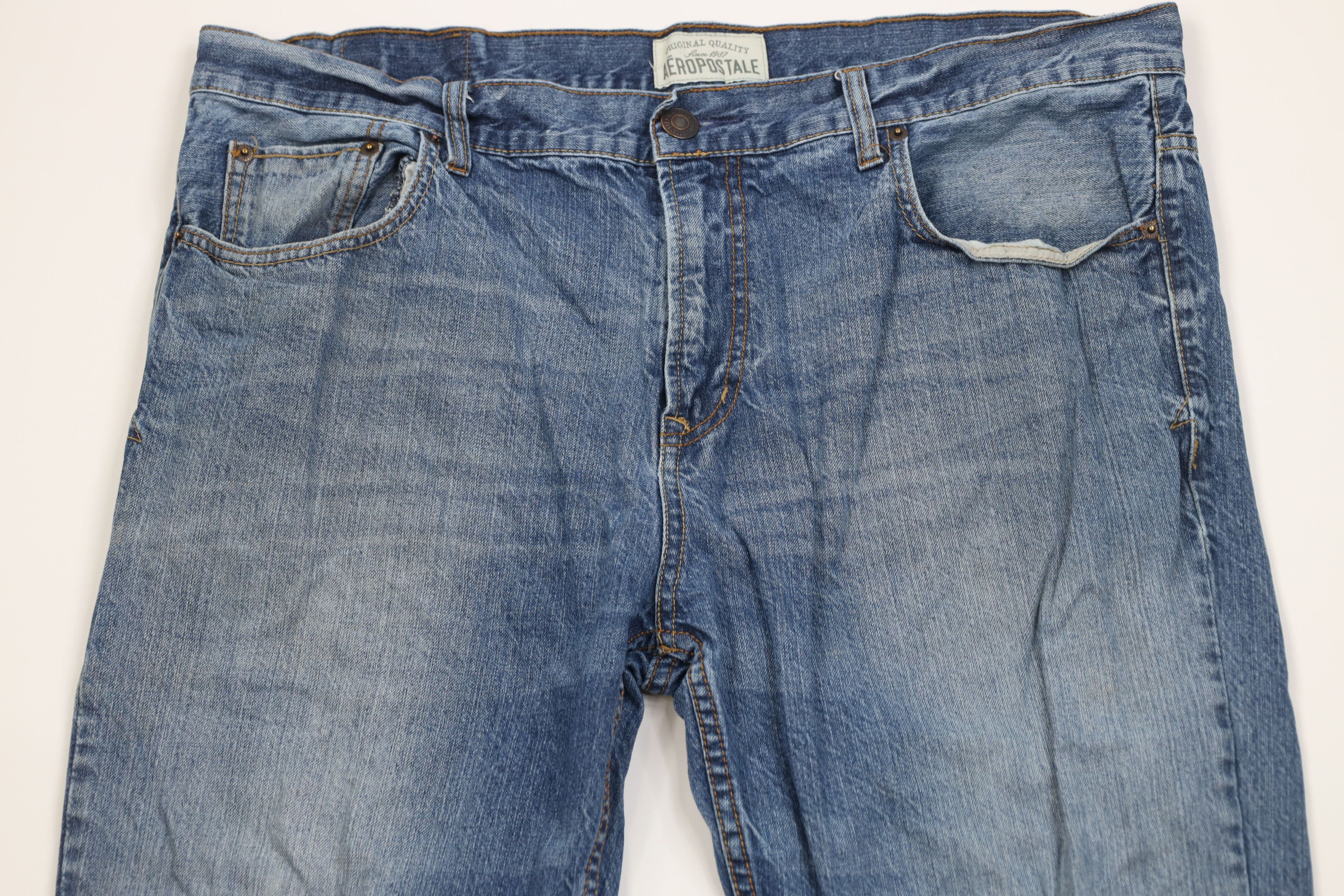 Aeropostale Vintage Y2K Aeropostale Essex Straight Wide Leg Jeans Blue Size US 38 / EU 54 - 2 Thumbnail