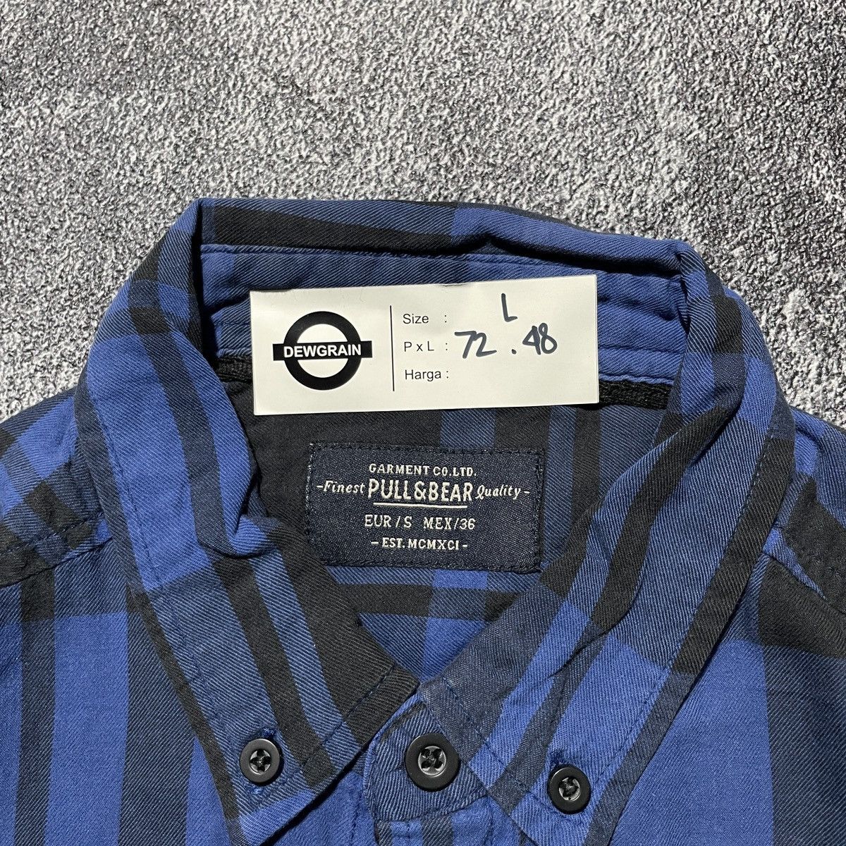 Pull & Bear Flannel Pull & Bear Blue Dominan Size US L / EU 52-54 / 3 - 4 Thumbnail