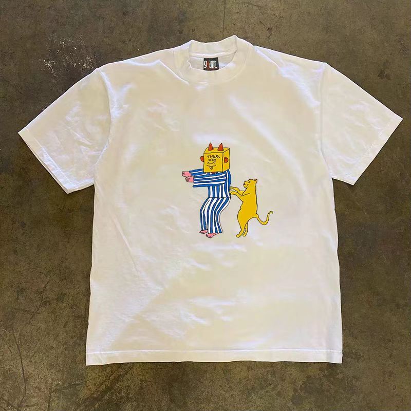 Japanese Brand × Vintage Street Hip Hop Fun Man and Dog Print Short Sleeve T-Shirt Size US M / EU 48-50 / 2 - 1 Thumbnail