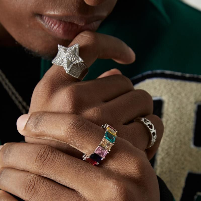 Jewelry Star Dark Jewelry Rings Open Size Chrome Ring (Size 7-13) Size ONE SIZE - 3 Thumbnail