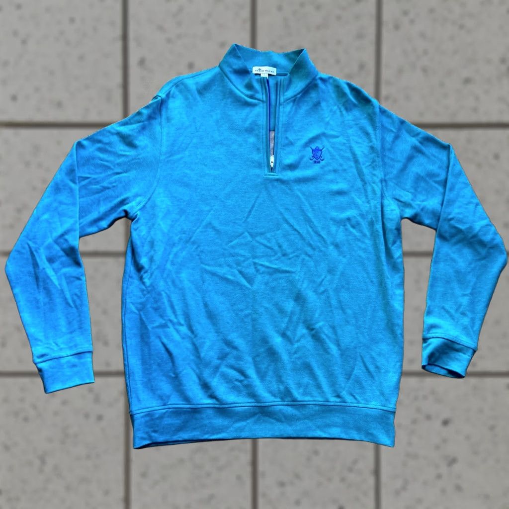 Peter Millar Peter Millar 1/4 Zip Pullover Mens Large Perth Performance Turquoise Blue Golf Shirt Size US L / EU 52-54 / 3 - 1 Thumbnail