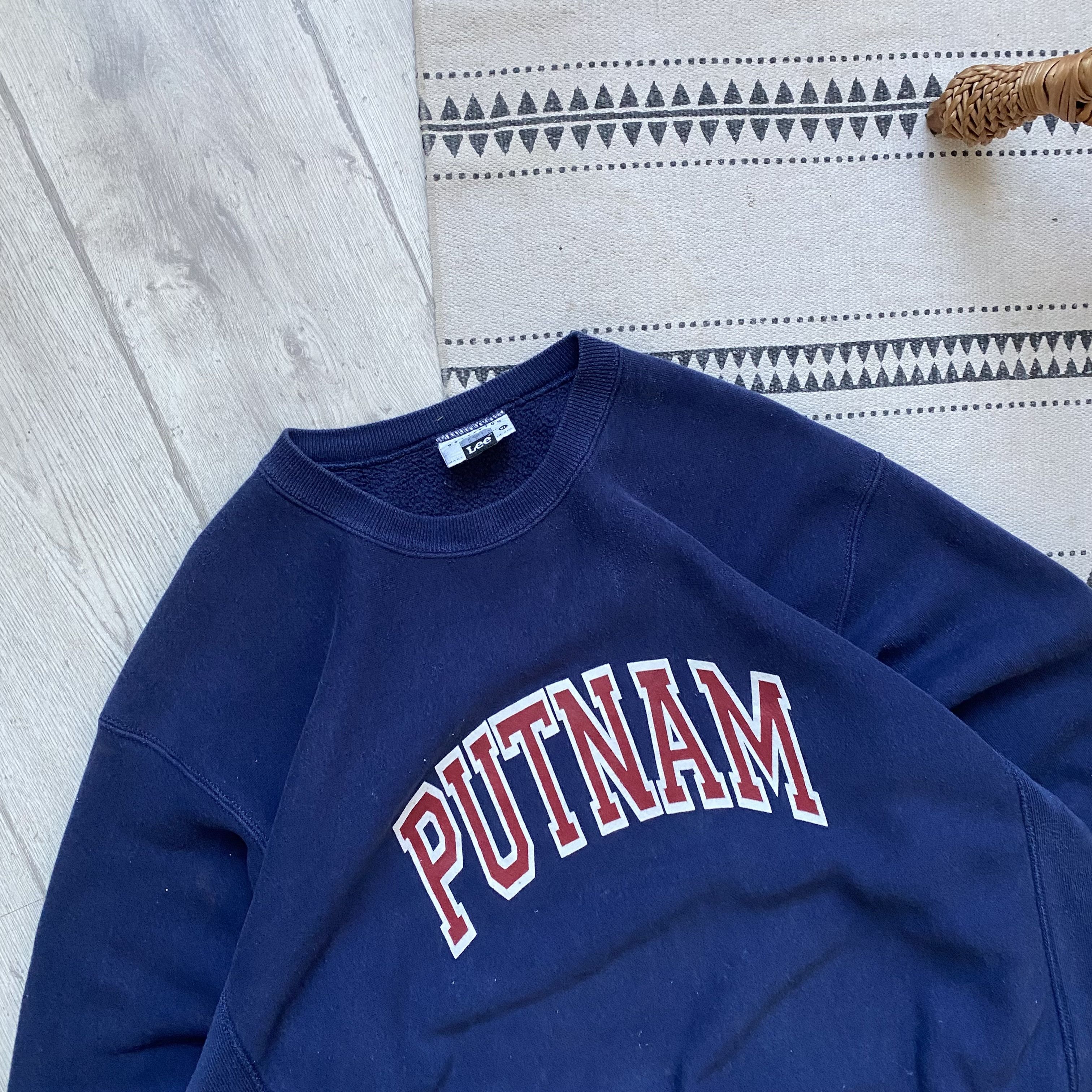 Lee 🇺🇸 Vintage 90s USA Lee Blank boxy sweatshirt heavy Putnam Size US XL / EU 56 / 4 - 2 Thumbnail