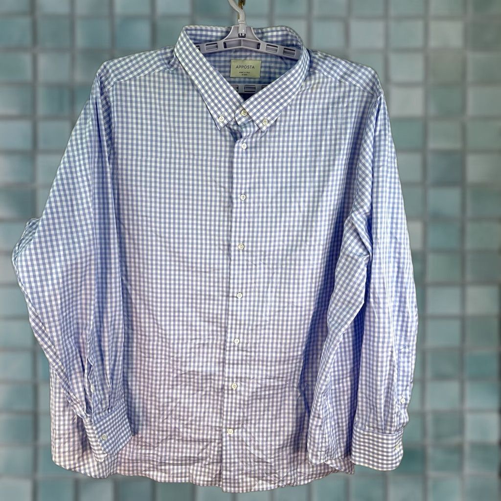 Vintage VINTAGE Apposta Men's Button-Down Shirt Casual Long Sleeve Cotton 4XL Blue Plaid Italy Size US XXL / EU 58 / 5 - 1 Thumbnail