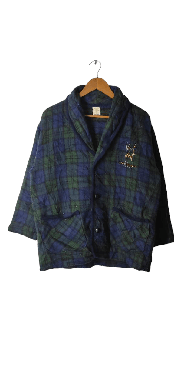 PIERRE BALMAIN VENT VENT CHECKERED FLEECE BUTTON JACKET
