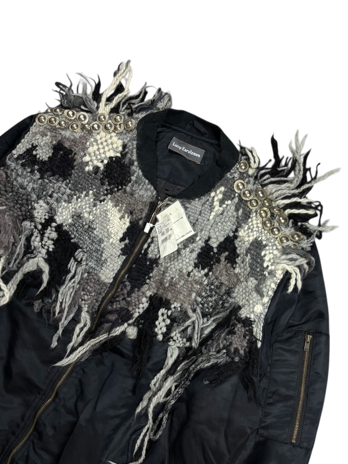 Japanese Brand FW/01 Archive Lucy Karuizawa Knitted Patchwork Bomber Jacket Size US L / EU 52-54 / 3 - 5 Thumbnail